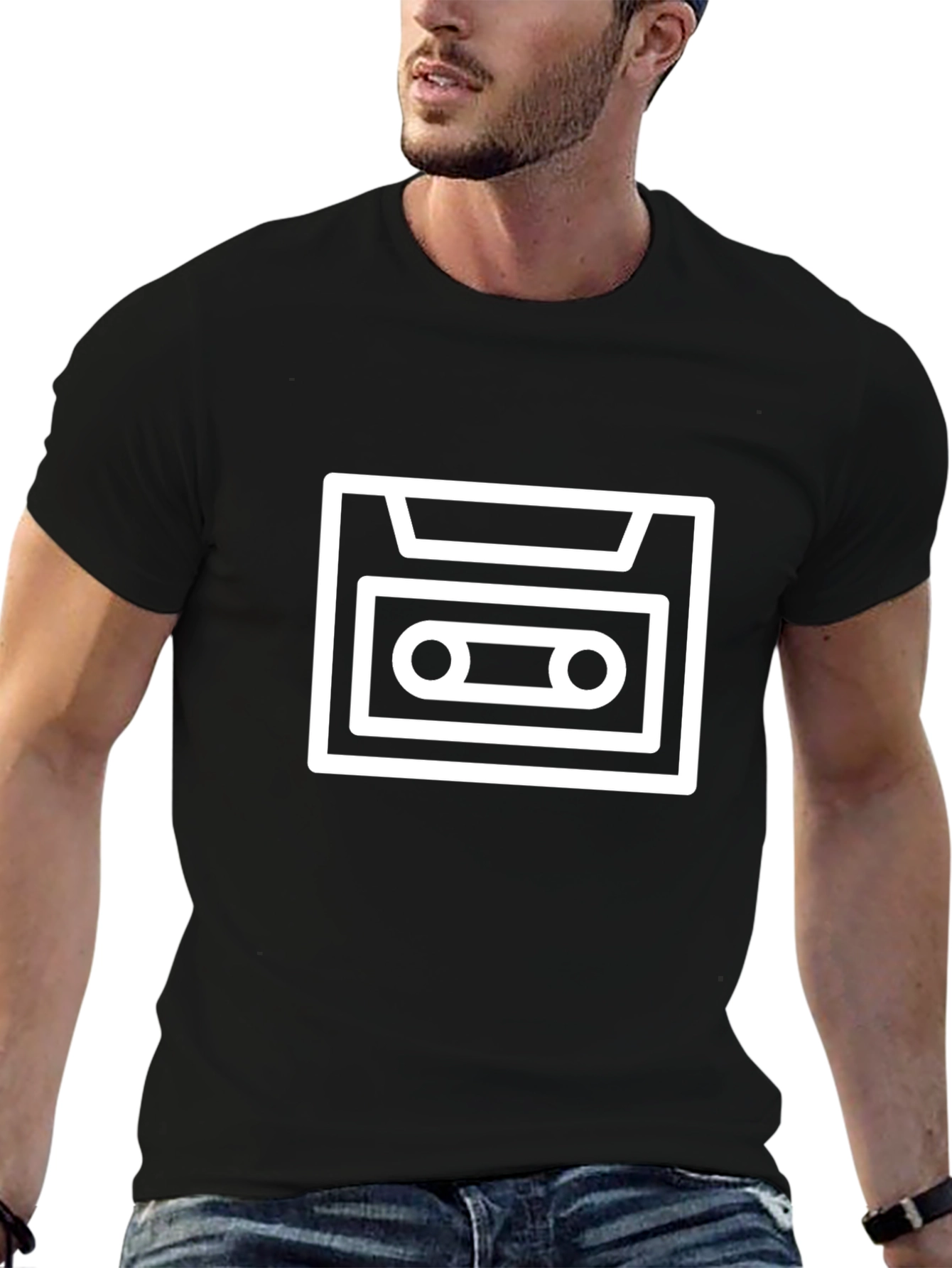 Black Retro Cassette Tape Graphic Tee - Classic Cool view 6