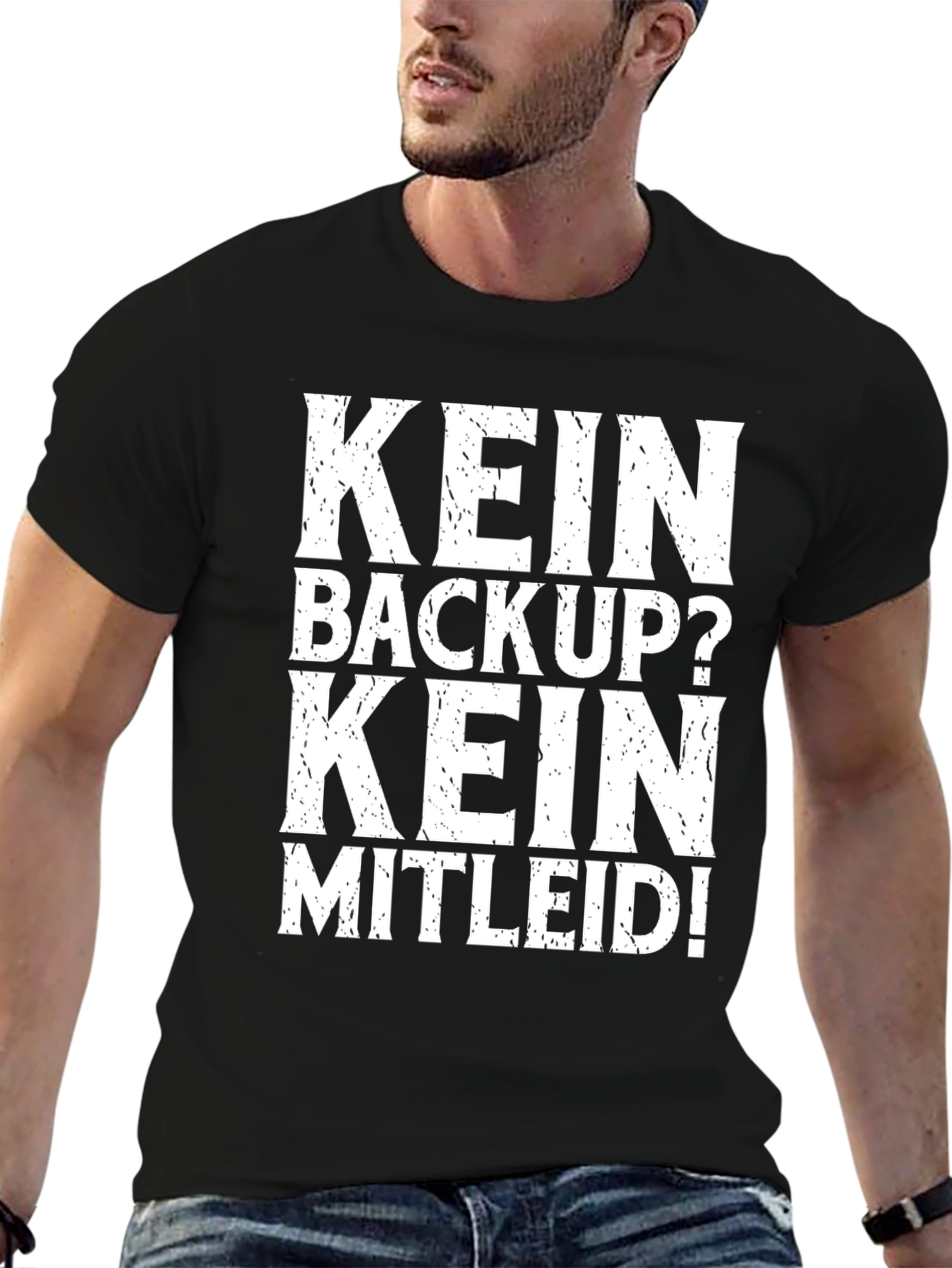 Black Kein Backup Kein Mitleid! Black T-Shirt view 6