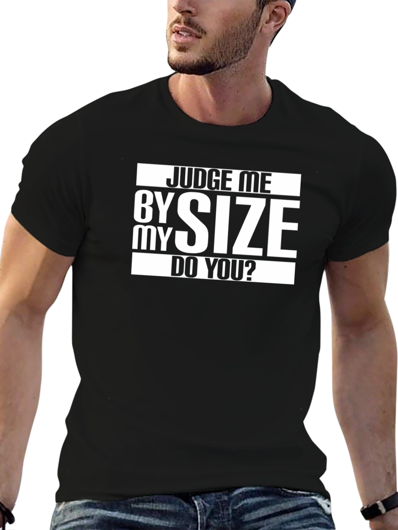 Black Judge Me By Size Funny Graphic Tee view 6
