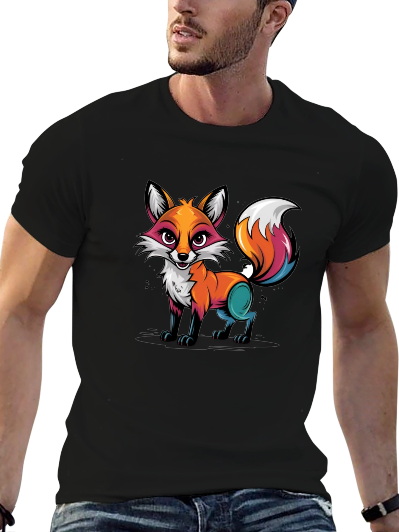 Black Fox Graphic T-Shirt - Unique Colorful Design view 6