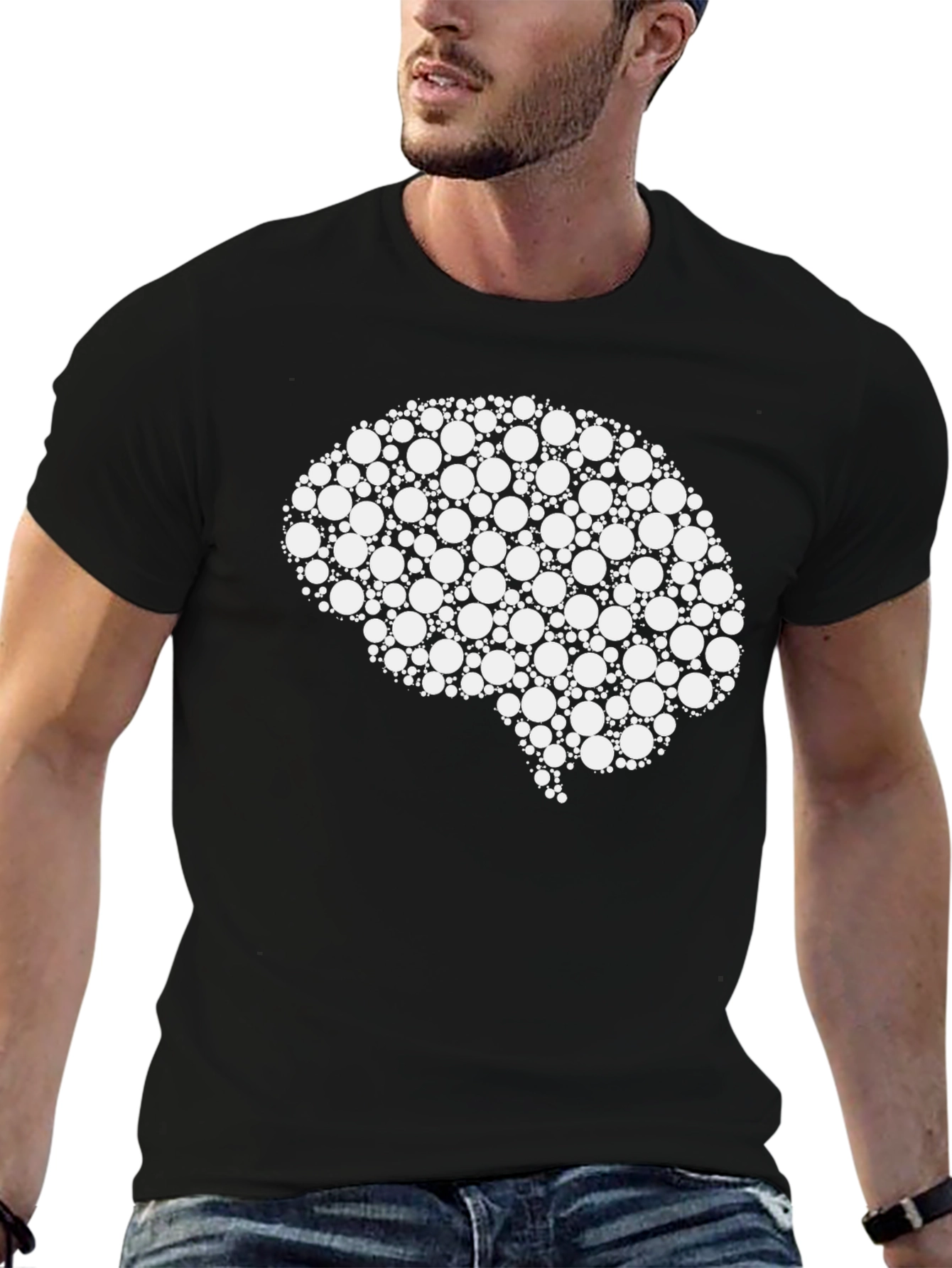 Black Brain Graphic Tee - Circle Design view 6