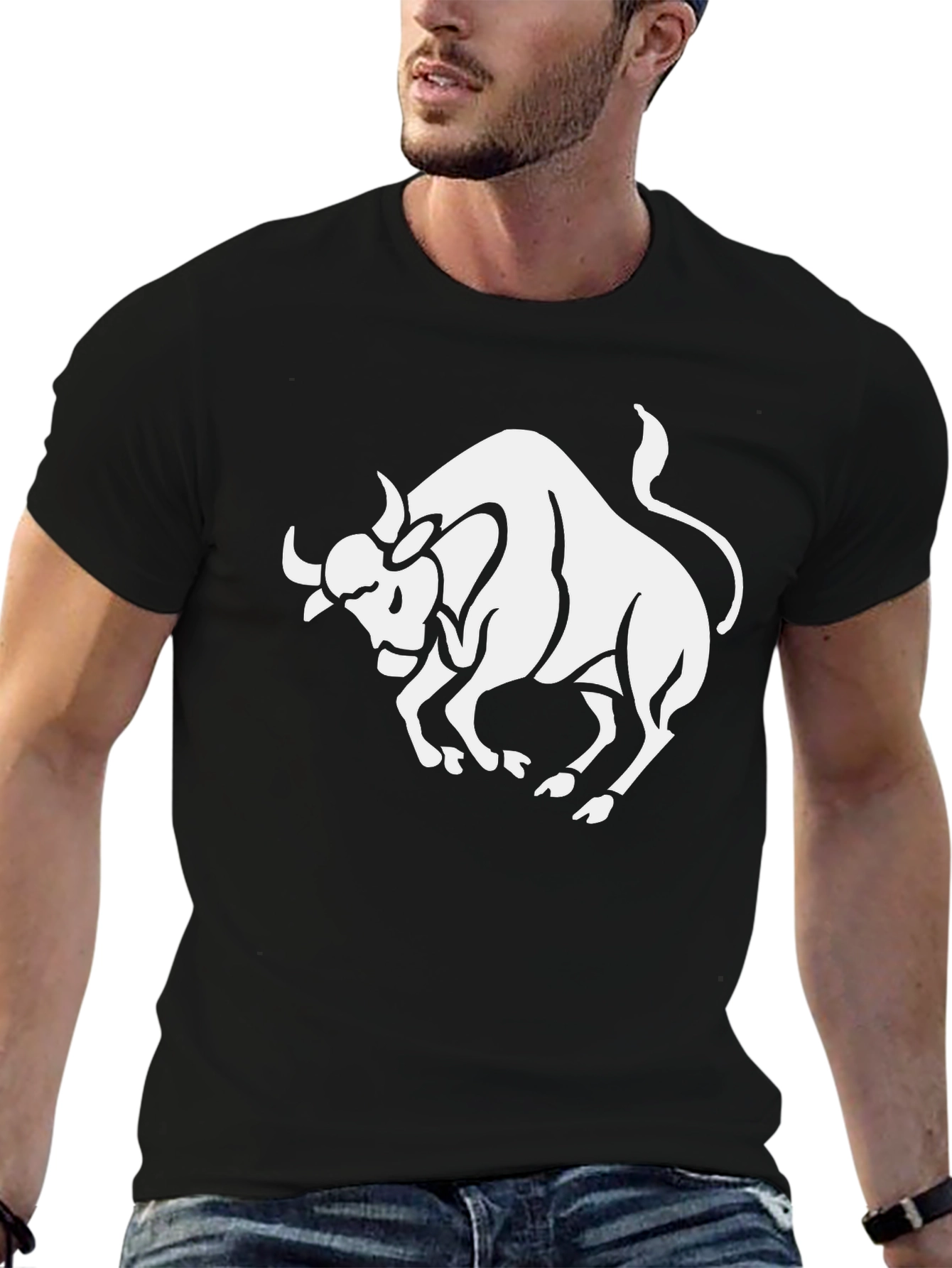 Black Bull Graphic Tee - Black Cotton Short Sleeve Shirt view 6