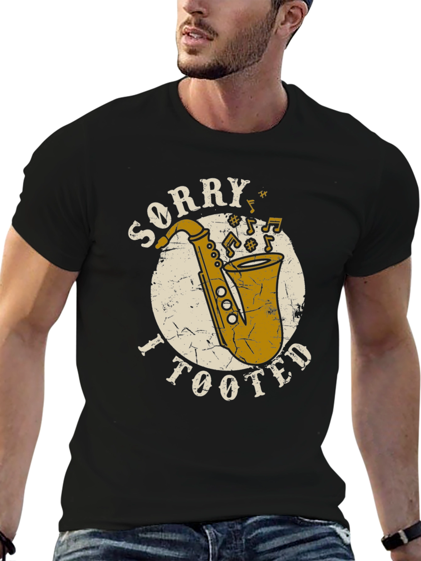 Black Sorry I Tooted Saxophone T-Shirt - Funny Musician Tee view 6