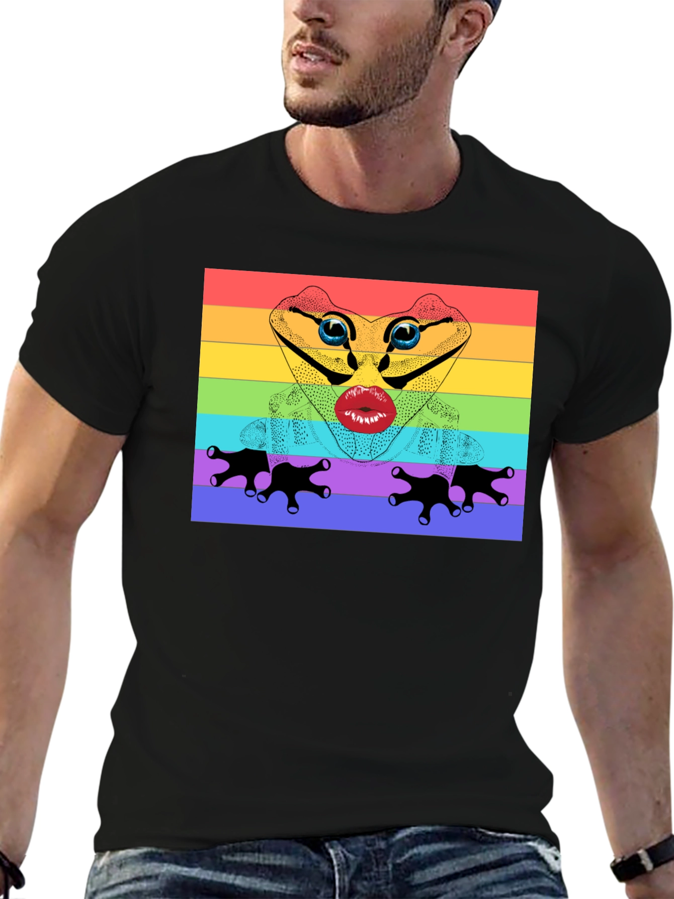 Black Rainbow Frog Lips T-Shirt - Pride Apparel view 6