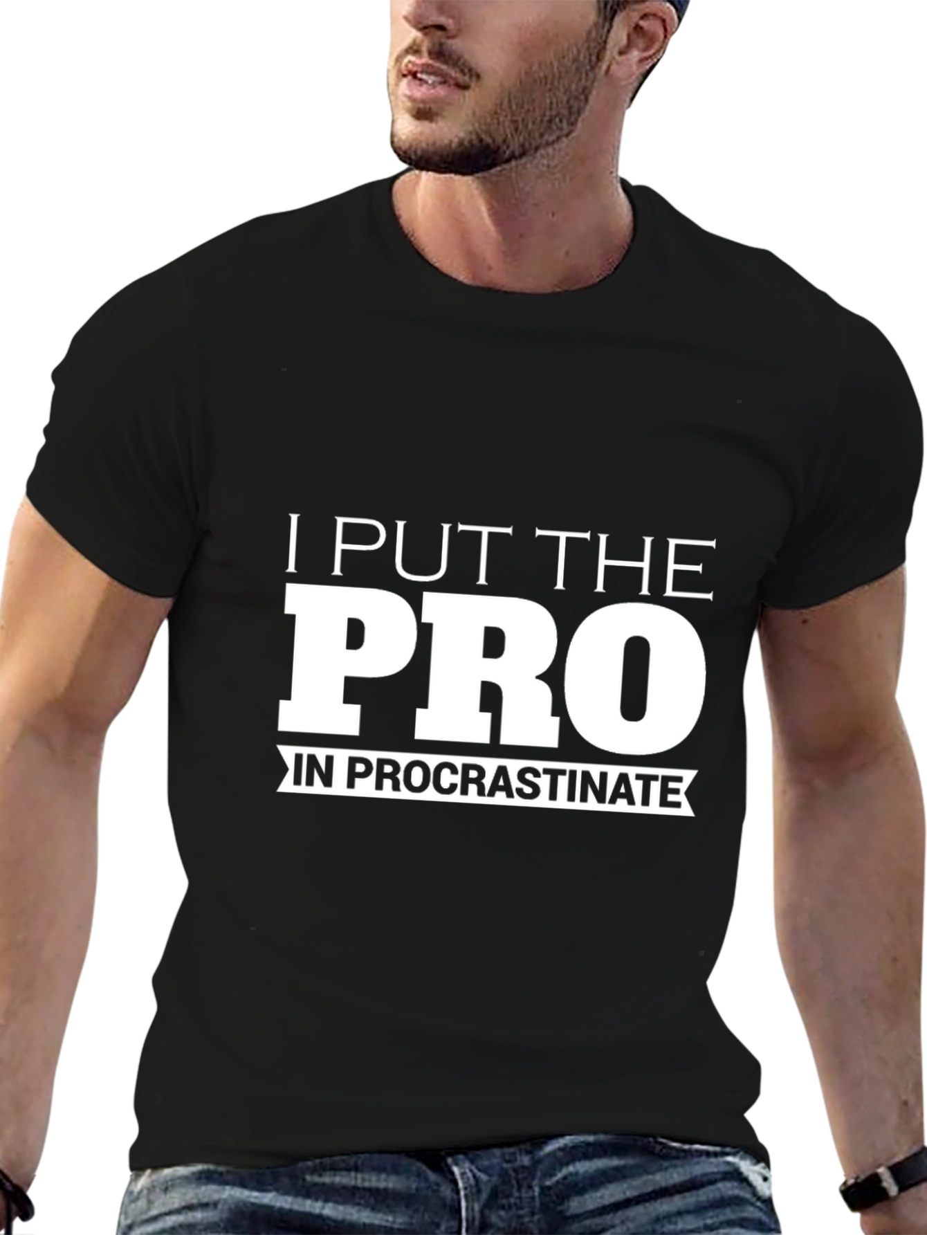 Black Procrastinate T-Shirt - Funny Slogan Tee view 6