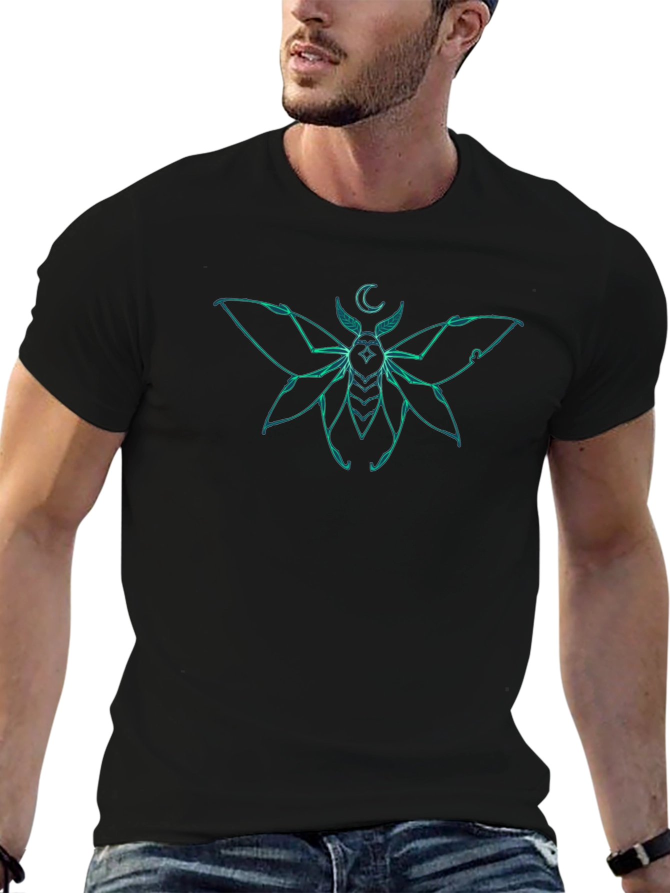 Black Moth Graphic Tee - Black Short Sleeve T-Shirt view 6