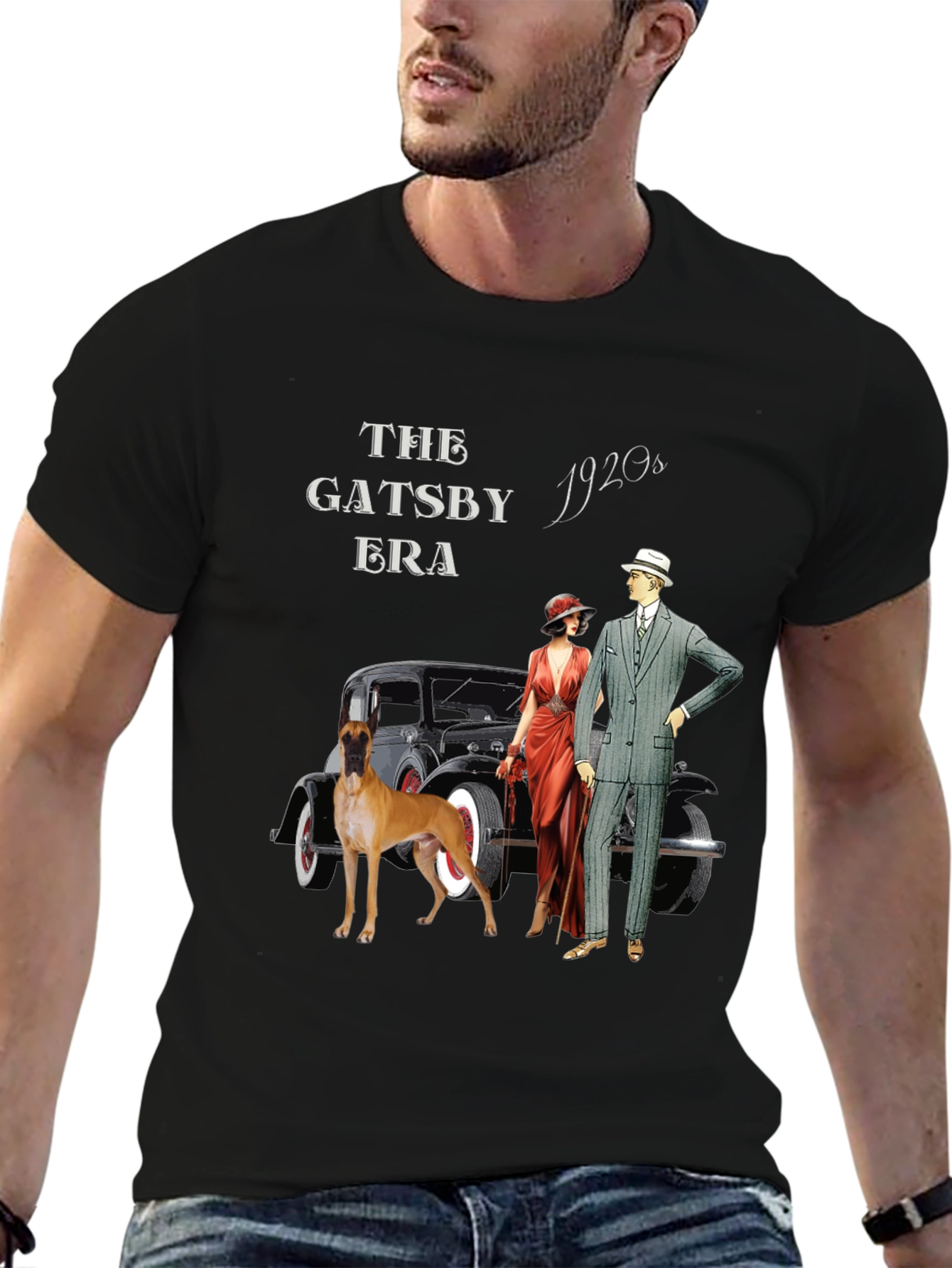 Black Gatsby Era T-Shirt: Vintage 1920s Style view 6