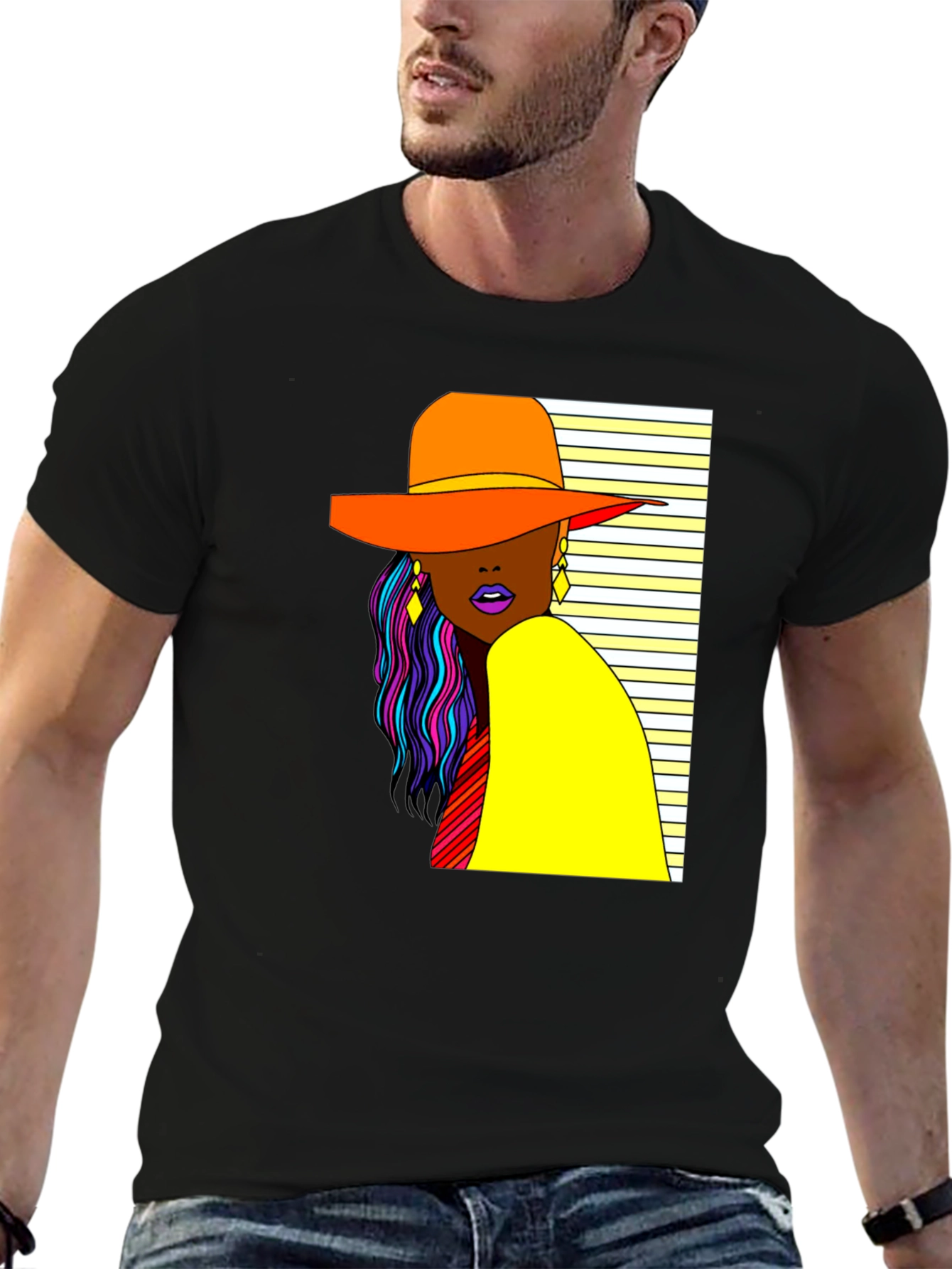 Trendy Woman Graphic Tee - Stylish Black T-Shirt - 6