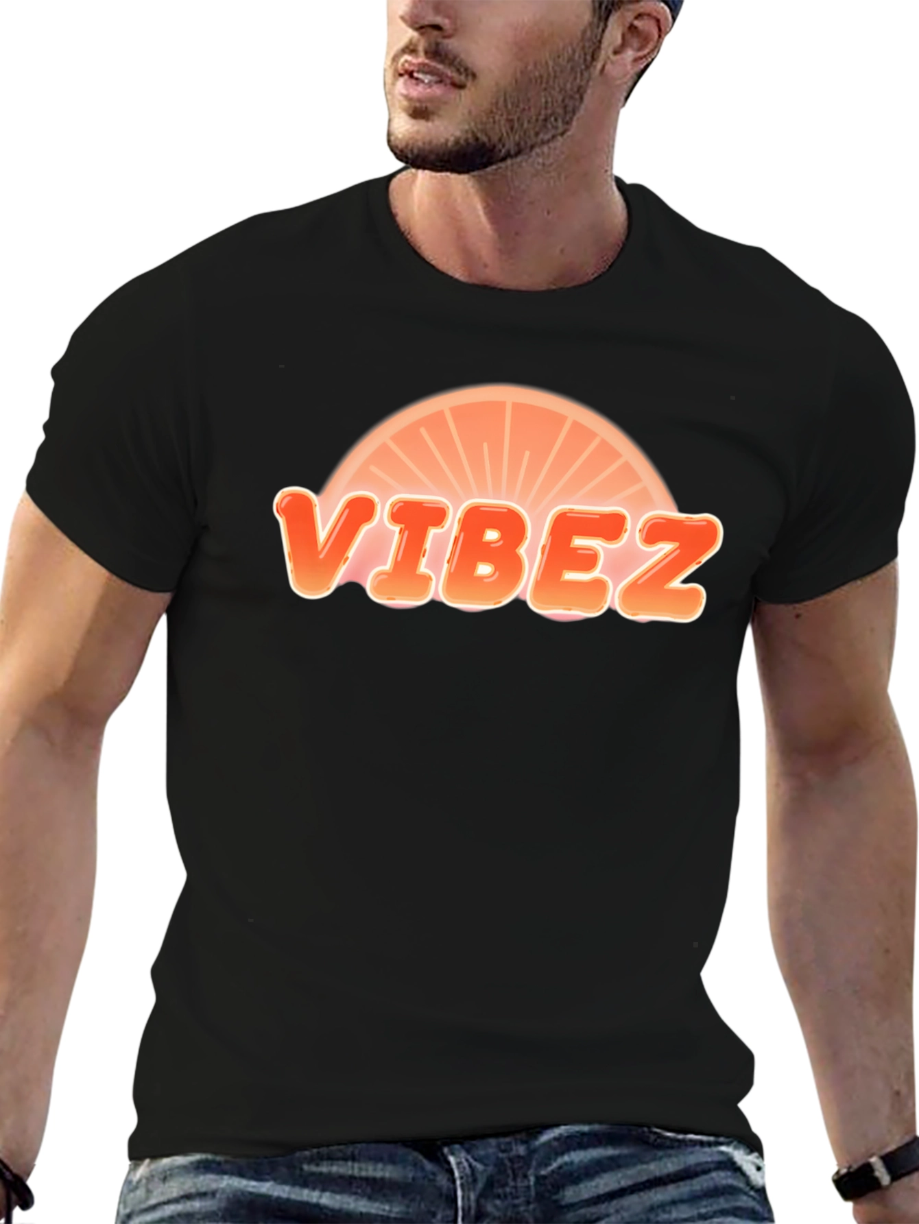 Black Vibez Graphic Black T-Shirt view 6