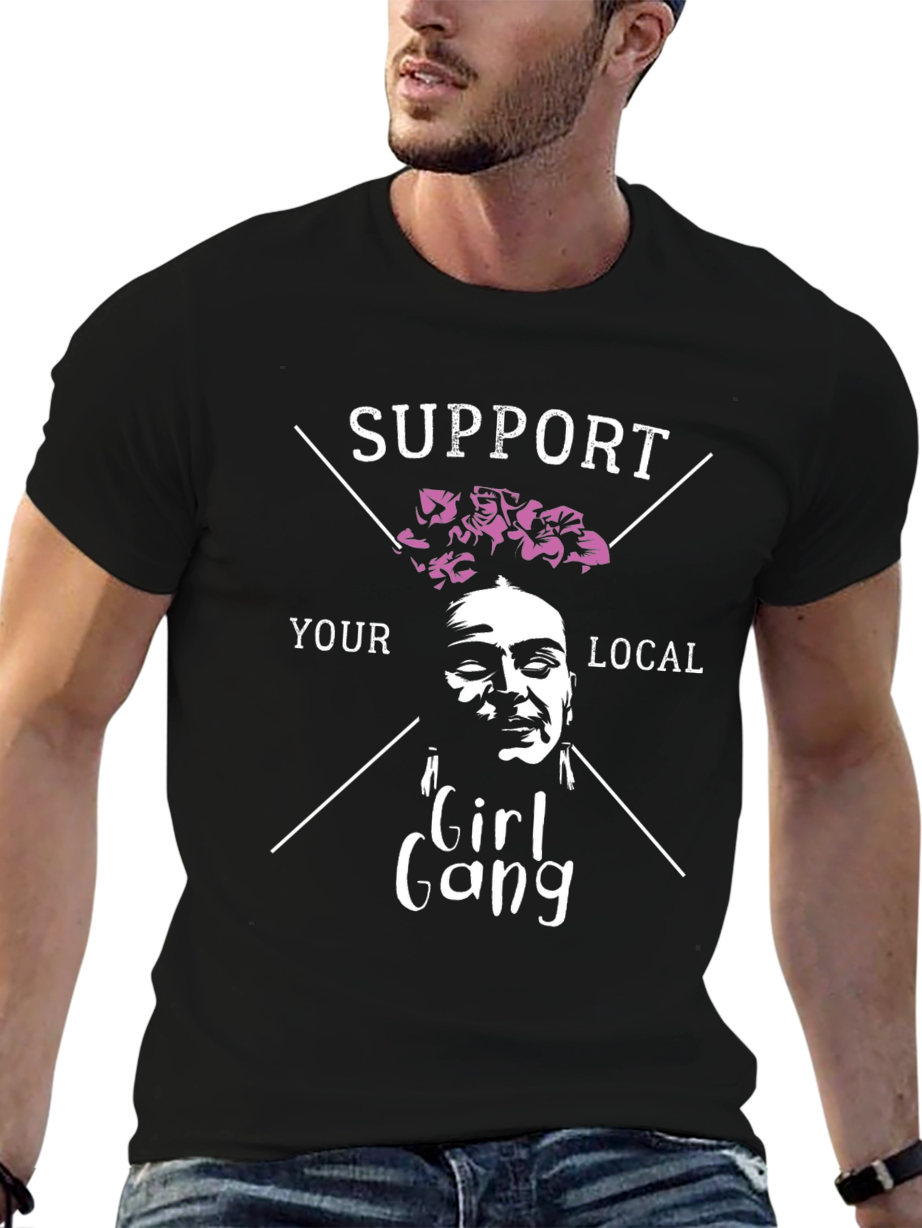 Black Support Your Local Girl Gang T-Shirt view 6