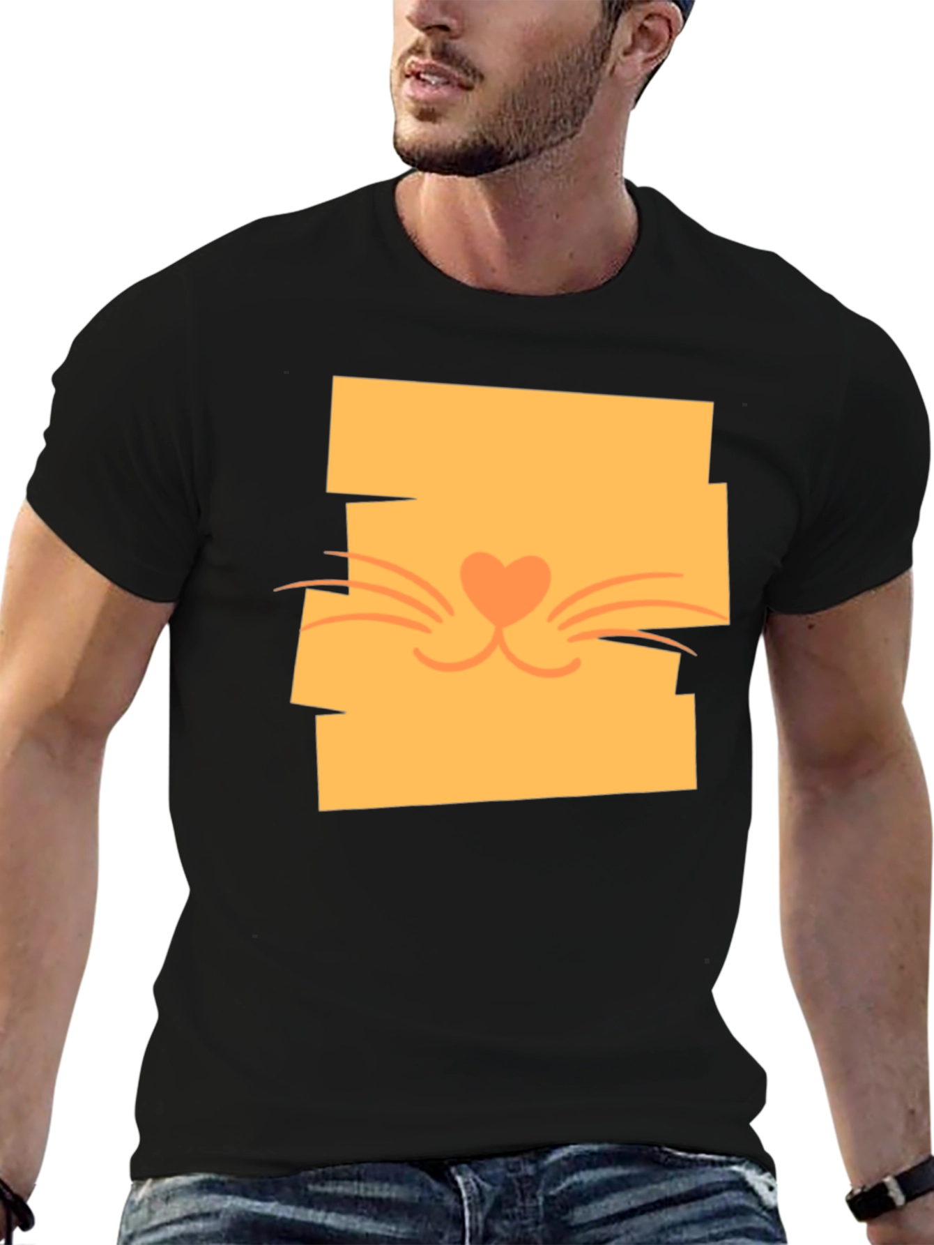 Black Cute Cat Face Graphic Tee - Stylish Casual Wear view 6