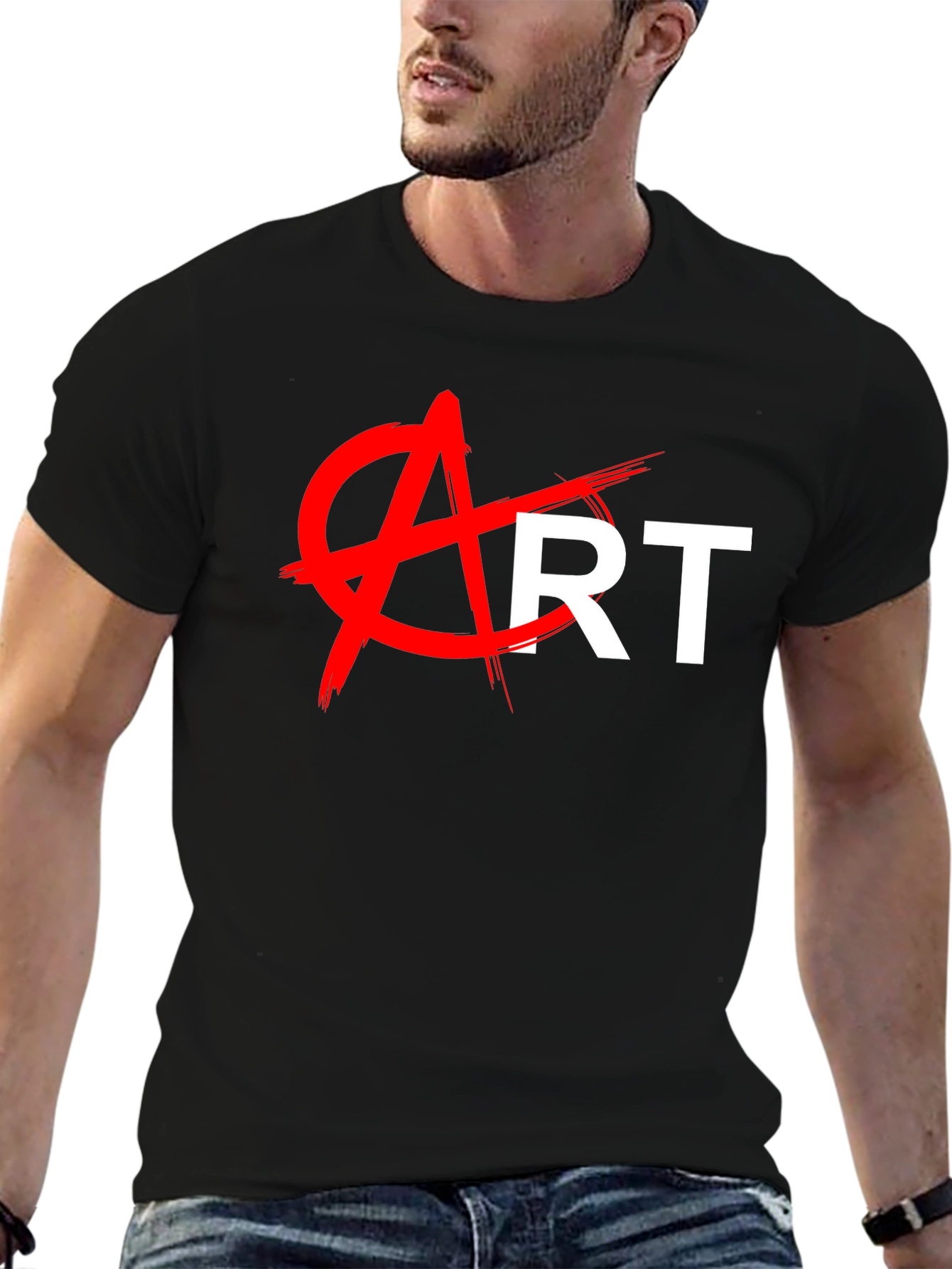 Black Anti-Art Graphic Tee - Bold Statement T-Shirt view 6