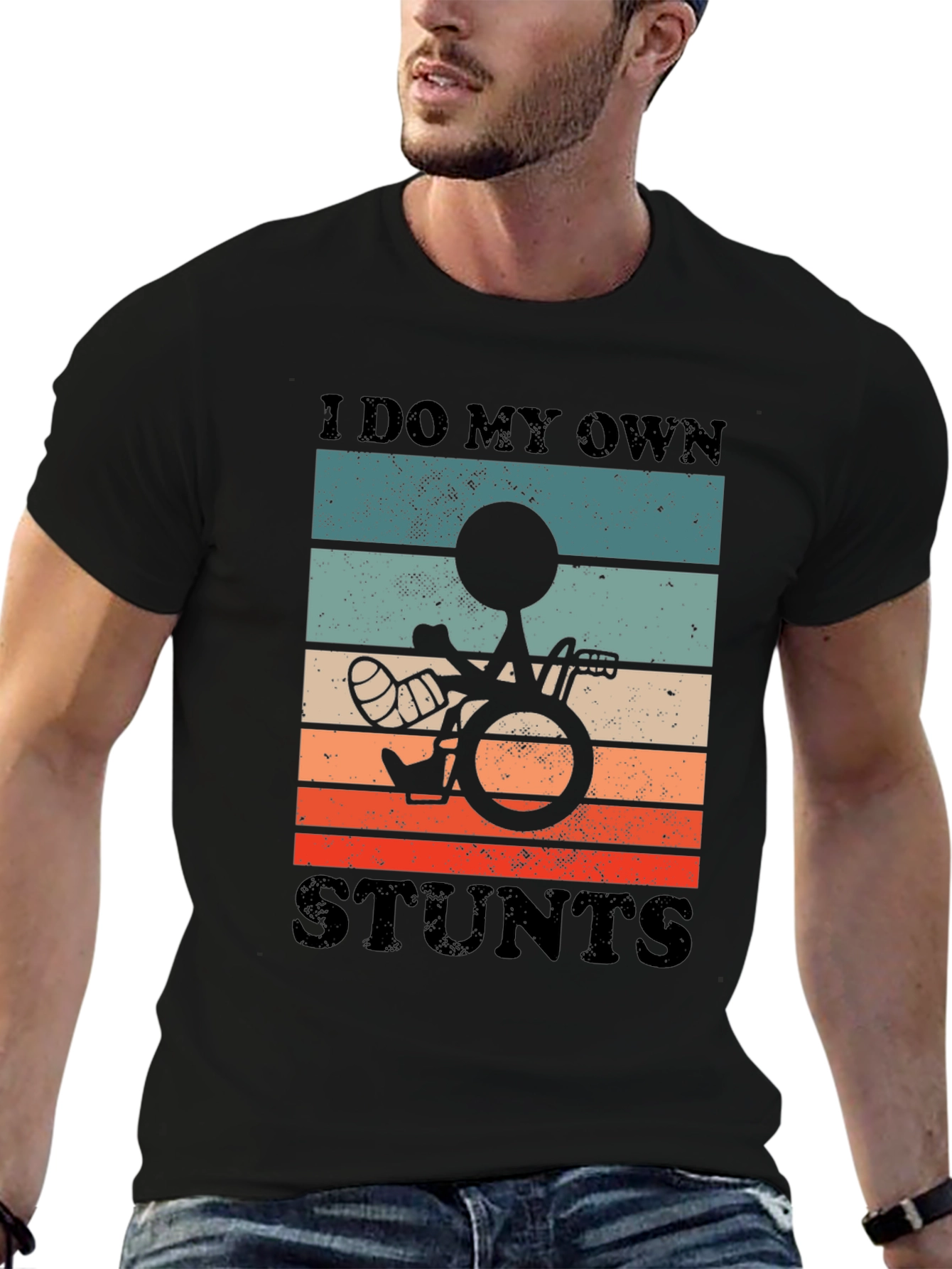 Black I Do My Own Stunts Graphic Tee - Unisex Black T-Shirt view 6
