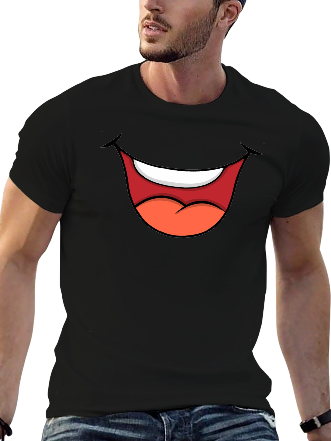 Black Cartoon Mouth Graphic Tee - Black T-Shirt view 6