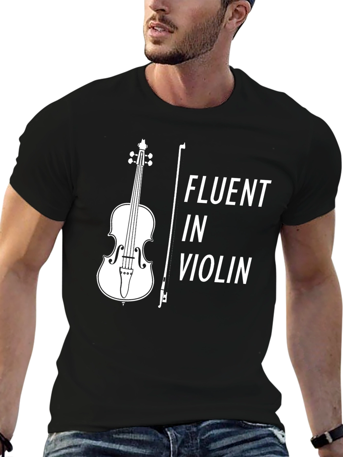 Black Fluent in Violin T-Shirt - Musician Apparel view 6