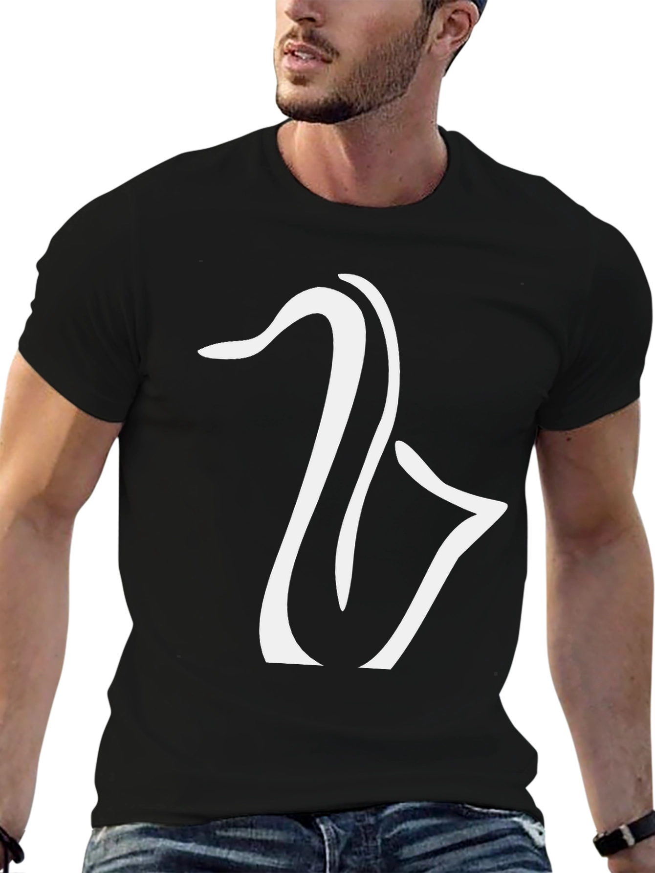 Black Saxophone Graphic Tee - Black Cotton Casual Shirt view 6