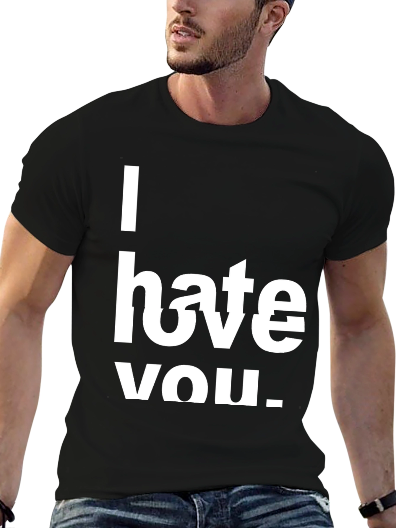 Black I Hate You Statement T-Shirt view 6