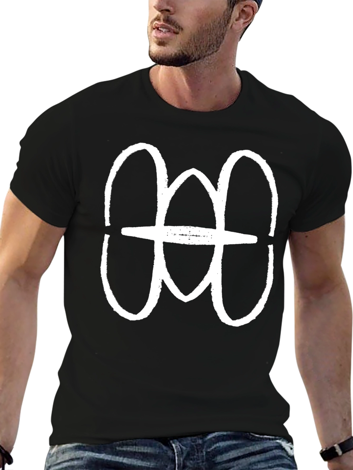 Black Abstract Graphic Print Black T-Shirt view 6