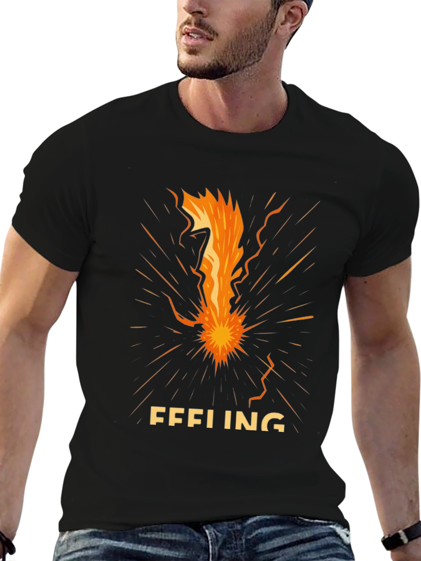 Black Feeling Graphic Tee - Bold Statement T-Shirt view 6