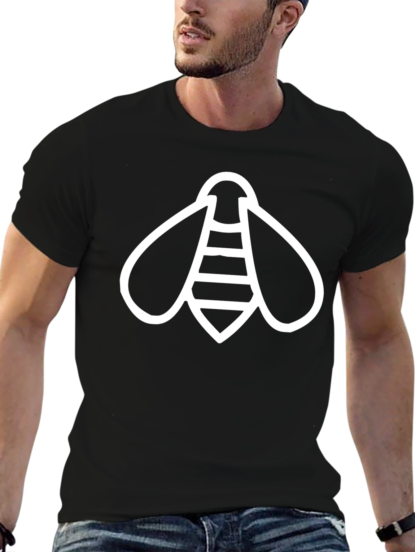 Black Bee Graphic T-Shirt - Black Cotton Blend view 6