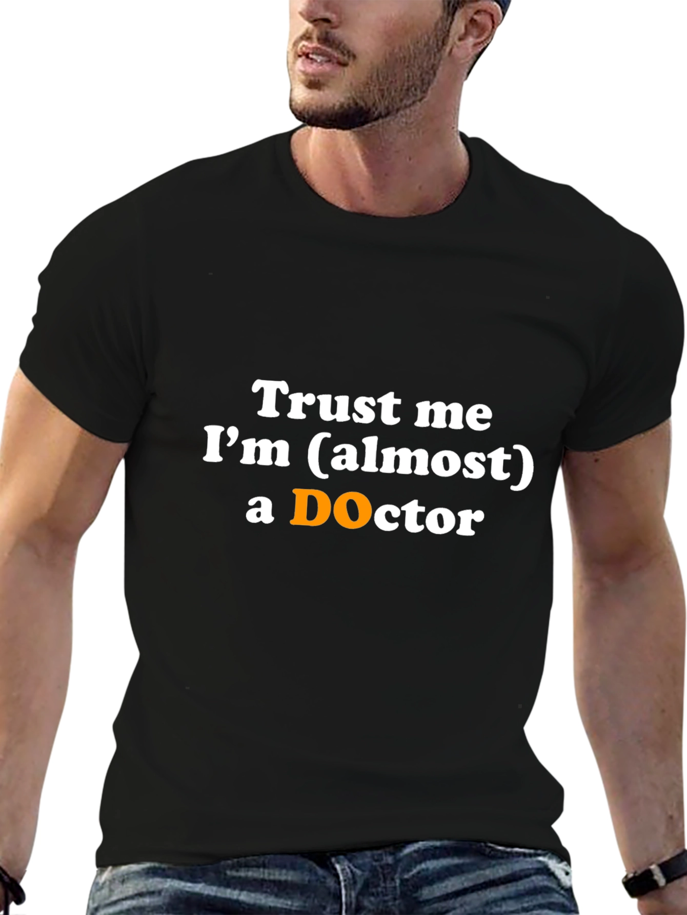 Black Trust Me I'm (almost) a DOctor T-Shirt view 6