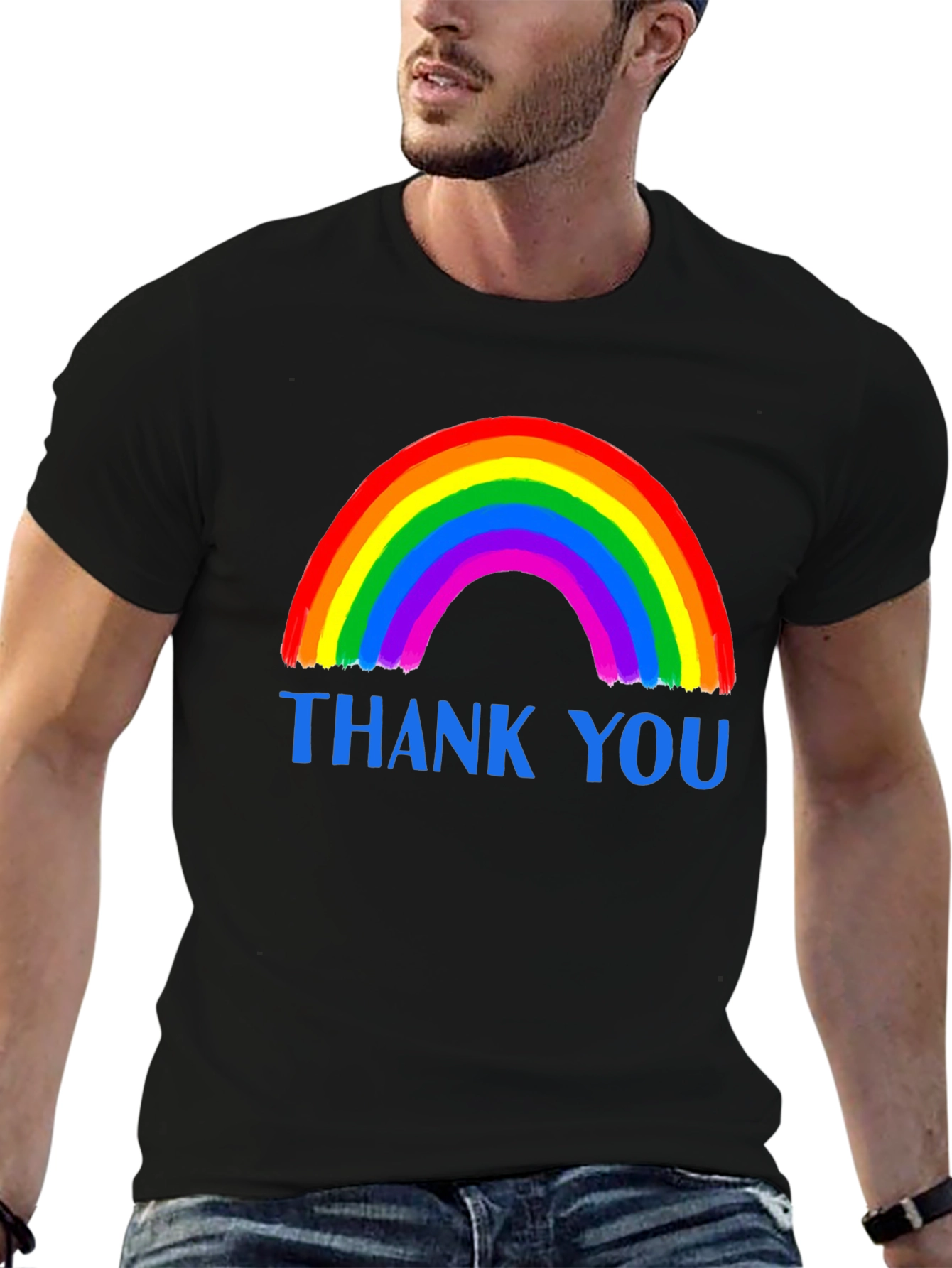 Black Rainbow 'Thank You' Graphic Tee view 6