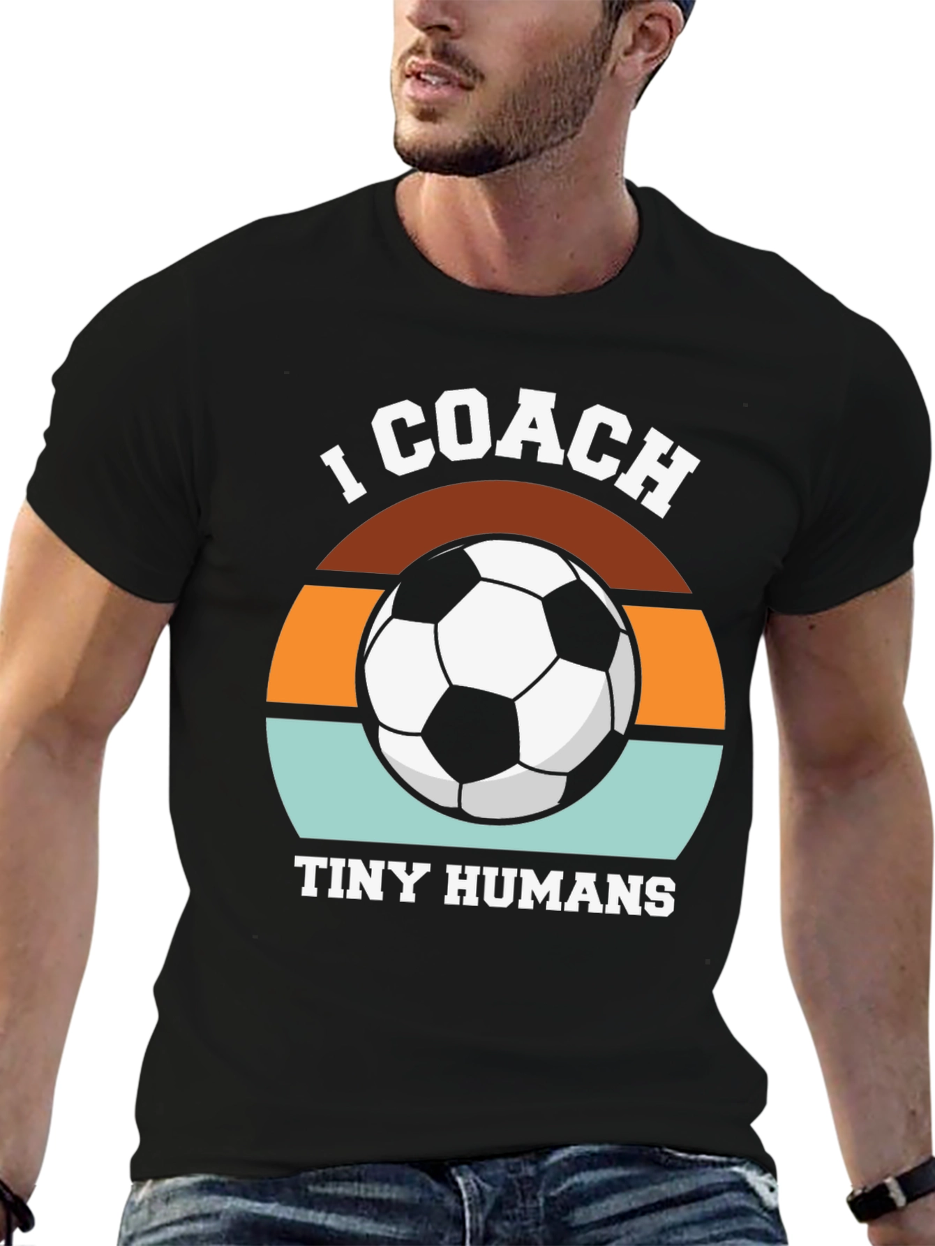 Black I Coach Tiny Humans Soccer T-Shirt - Great Gift view 6