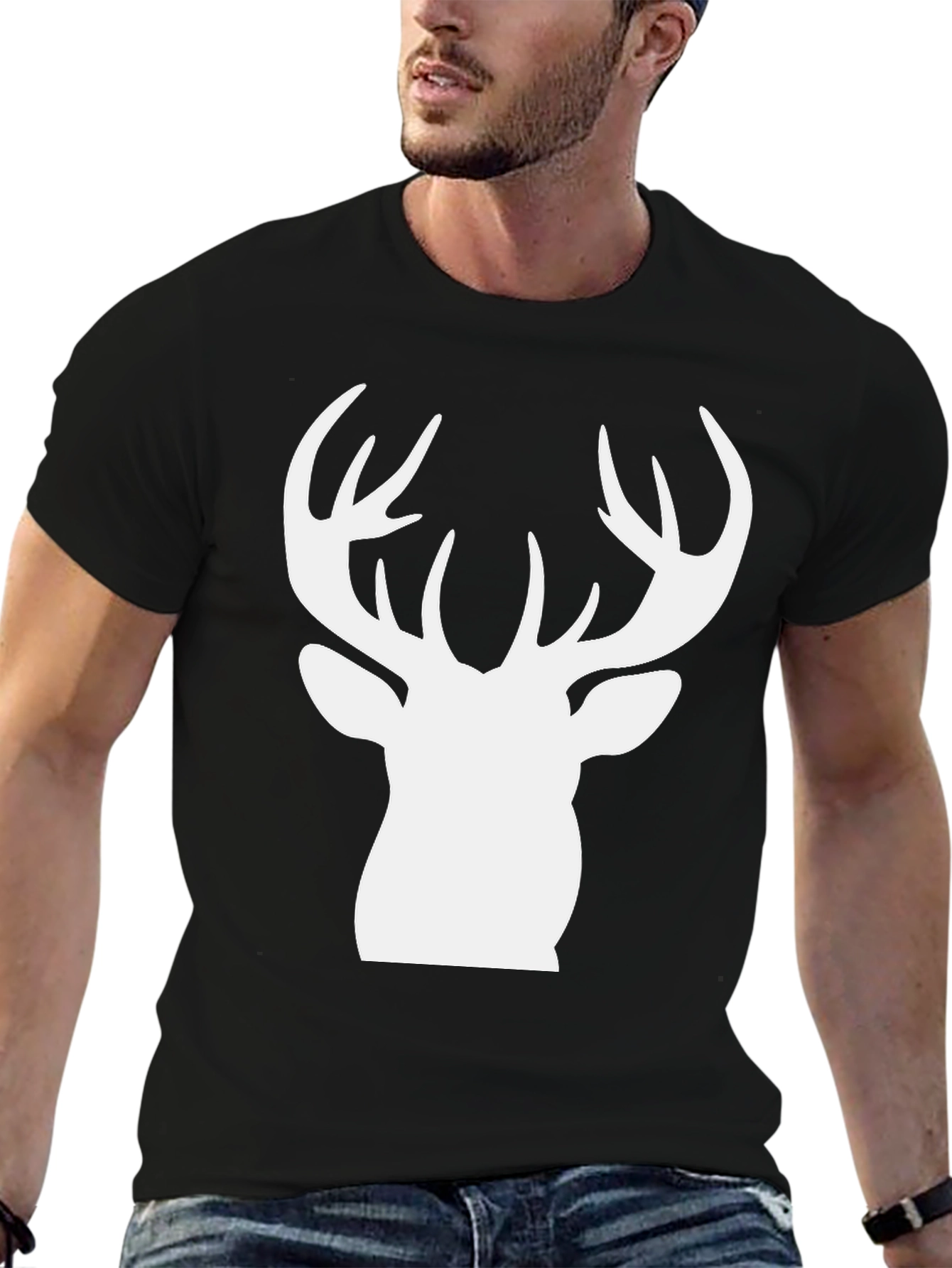 Black Deer Silhouette Graphic Tee - Black view 6