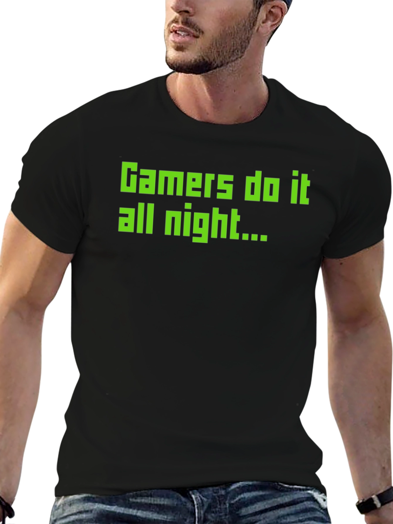Black Gamer Do It All Night Black T-Shirt view 6