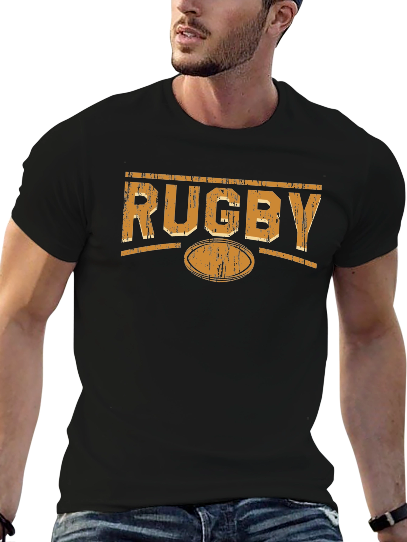 Black Rugby Graphic Black T-Shirt view 6