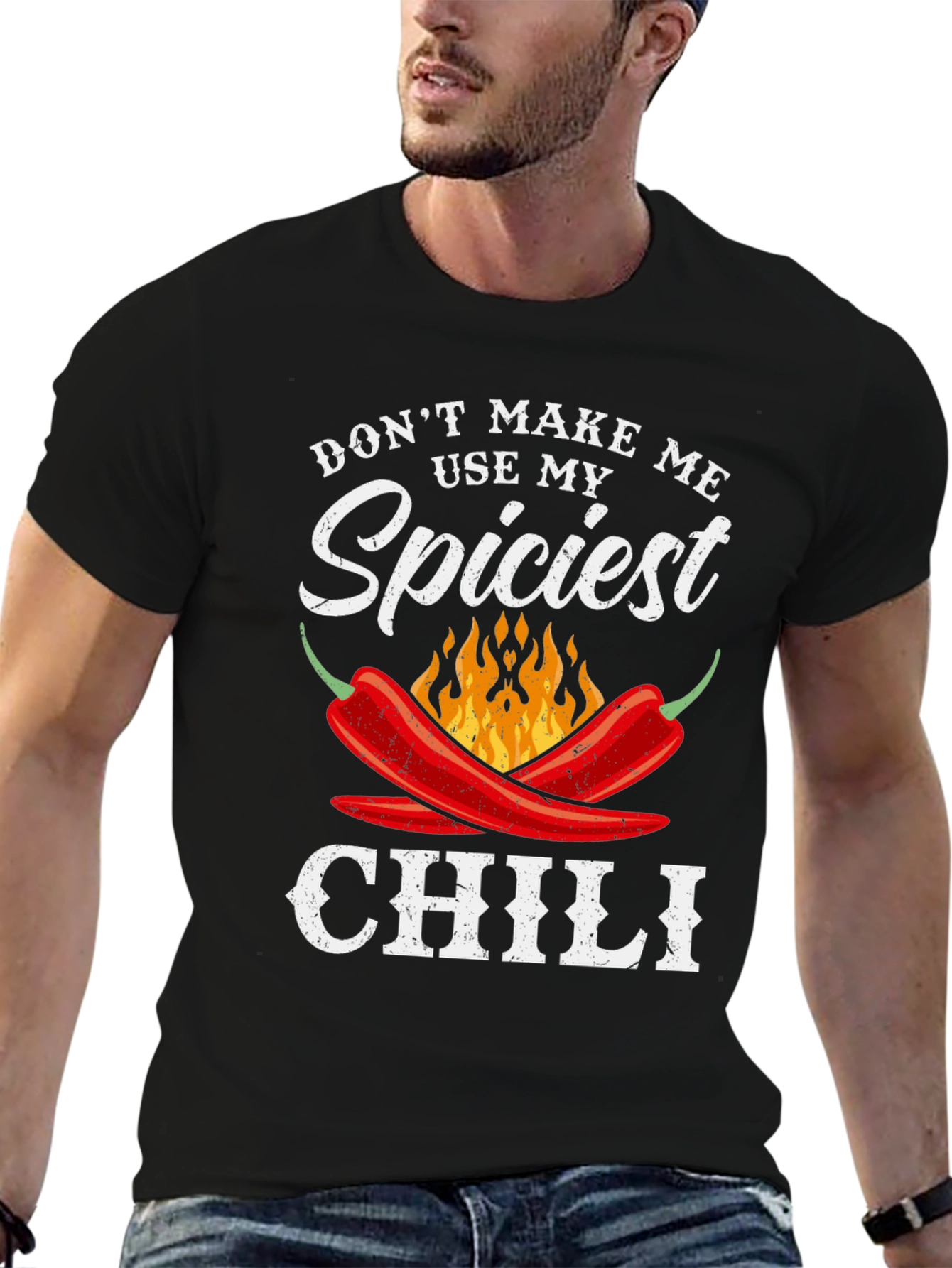Black Spiciest Chili Funny T-Shirt view 6