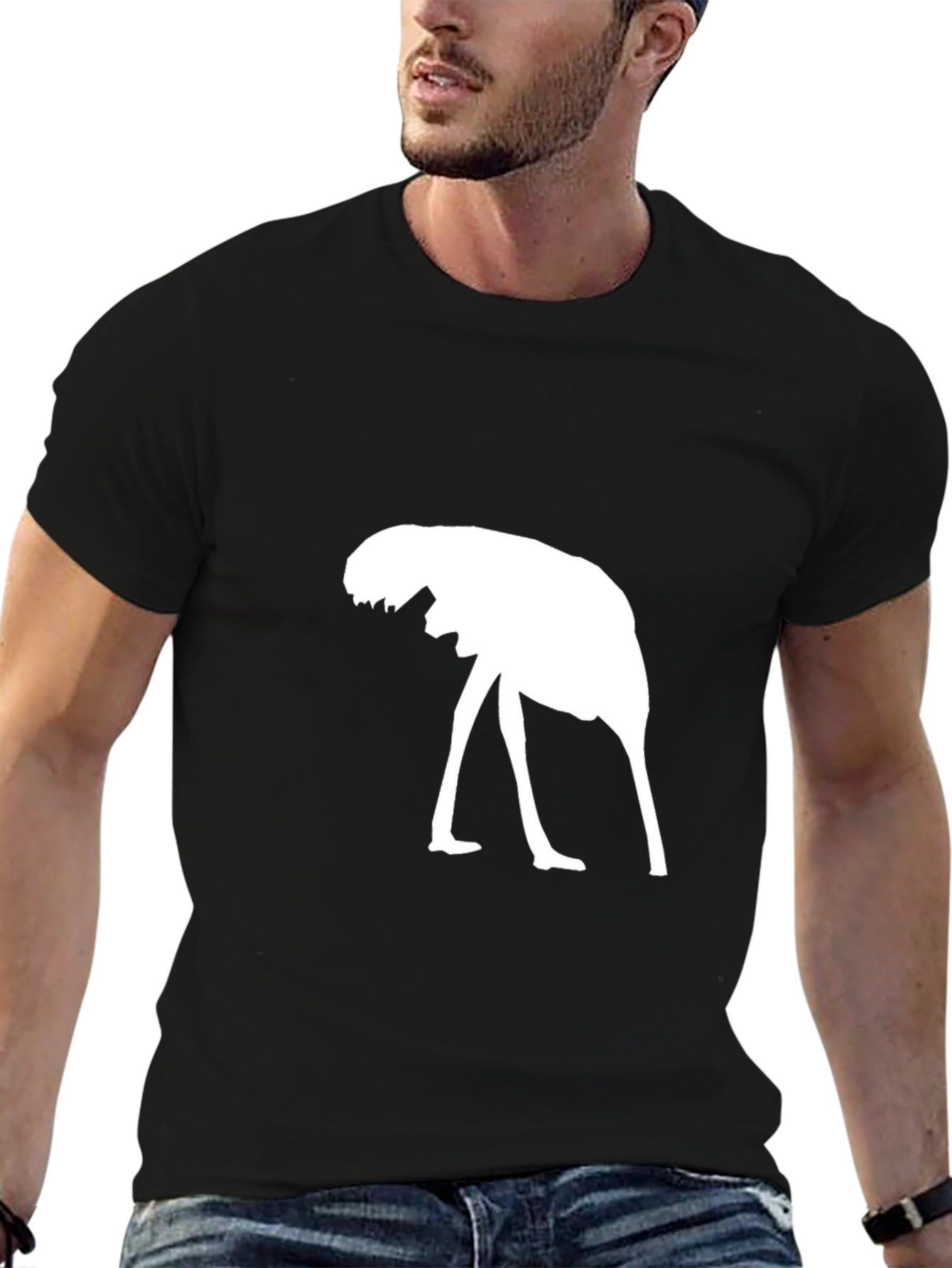 Black Ostrich Silhouette Black T-Shirt view 6