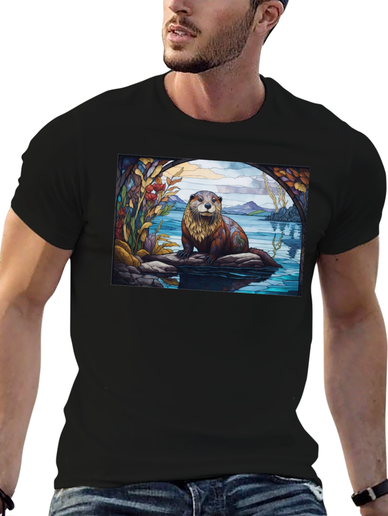 Black Otter Graphic Tee - Nature Lover's T-Shirt view 6