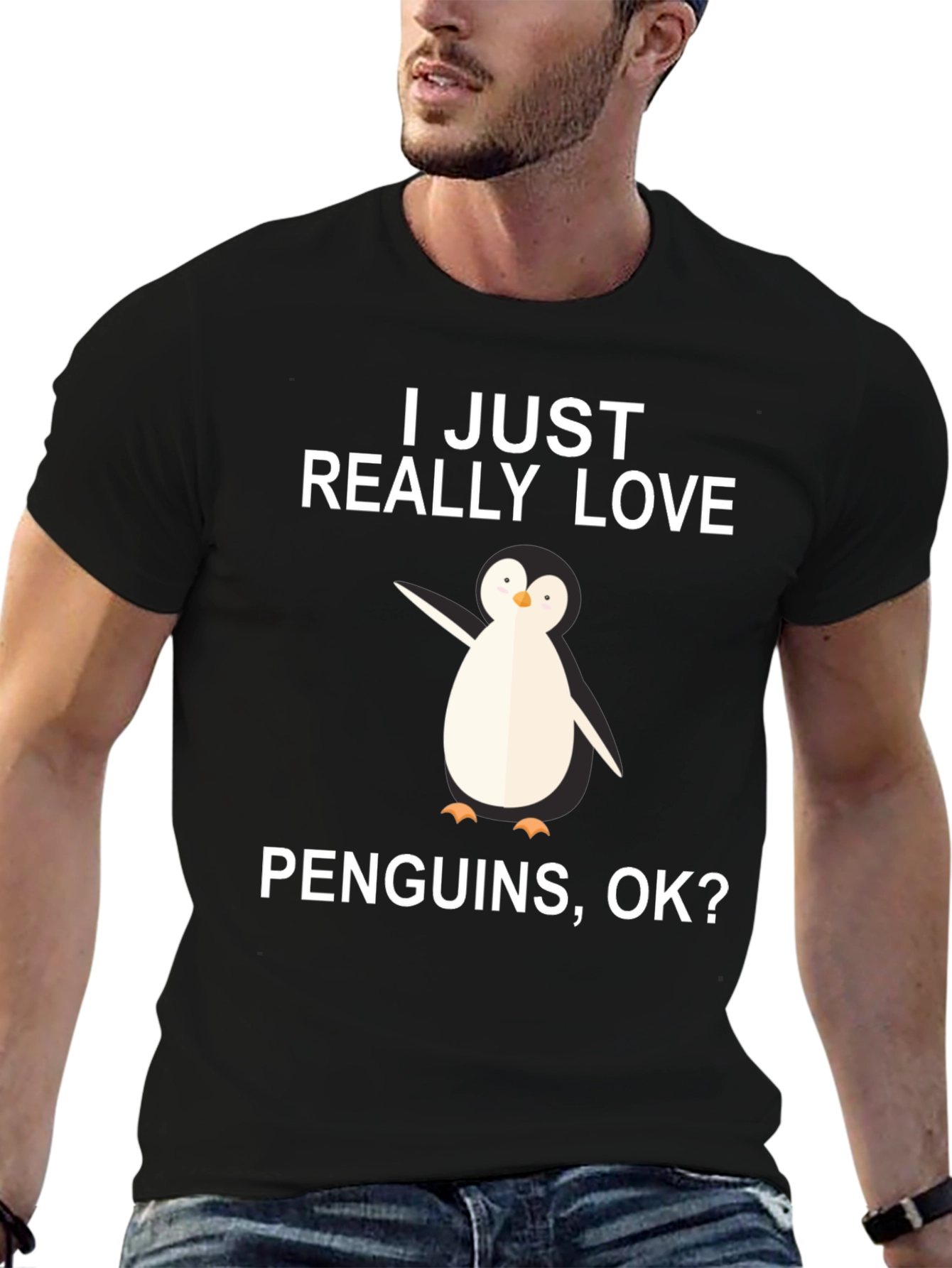 Black Penguin Lover T-Shirt - I Just Really Love Penguins view 6