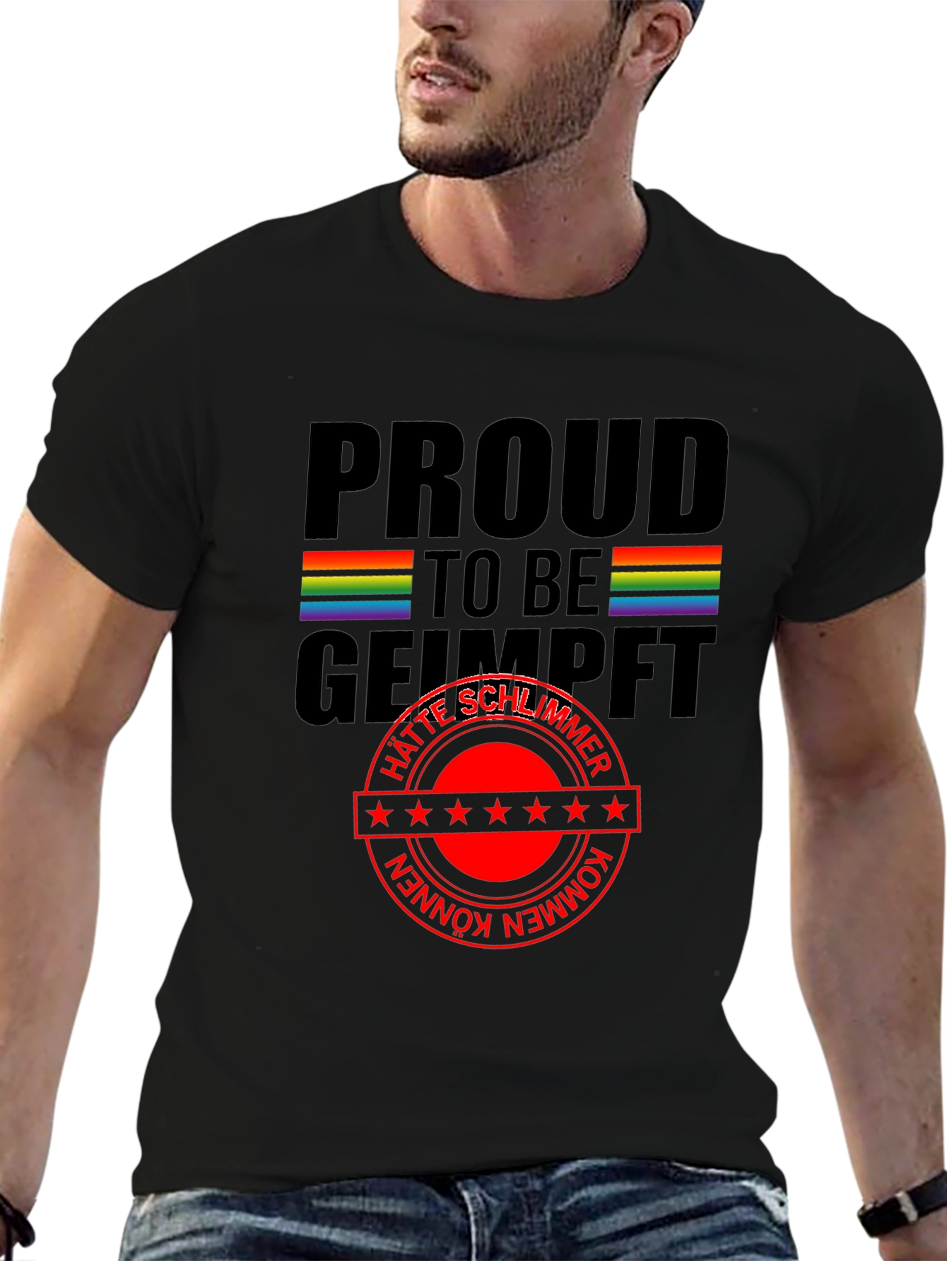 Black Proud to be Geimpft T-Shirt view 6
