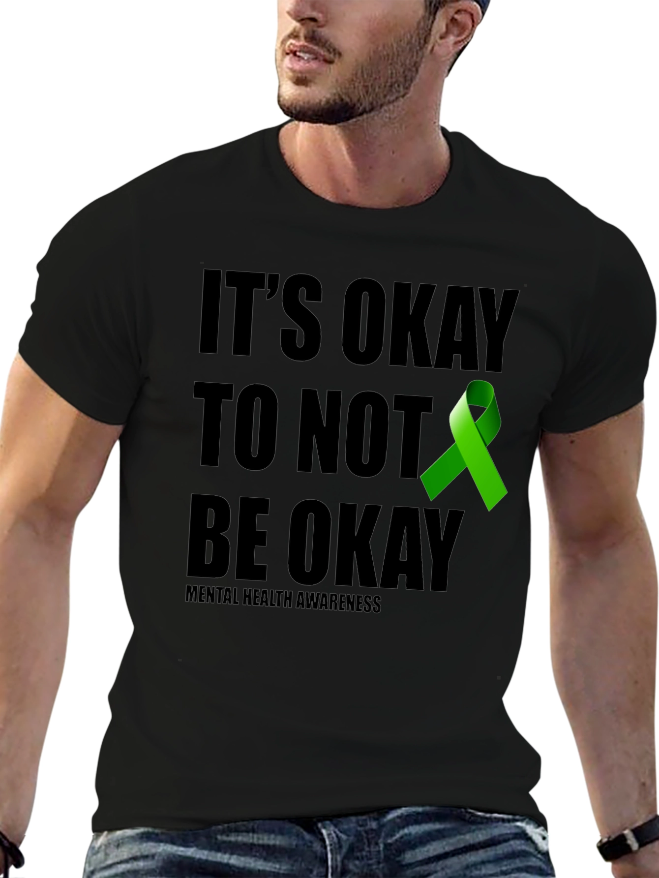 Black It's Okay To Not Be Okay Mental Health Awareness T-Shirt view 6