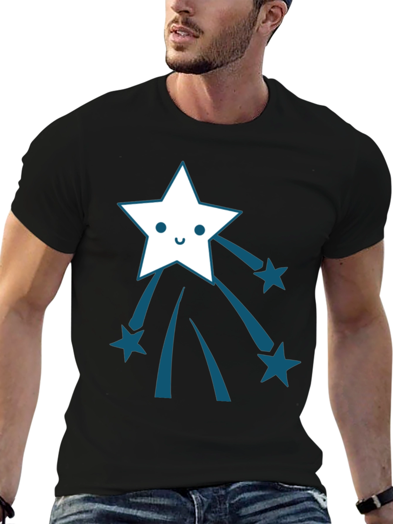 Black Shooting Star Graphic Tee - Soft Cotton Comfort view 6