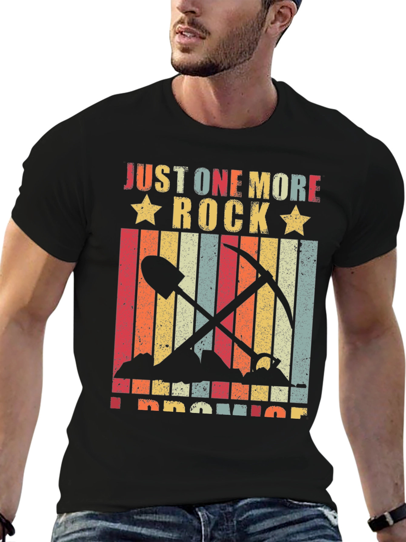 Black Just One More Rock T-Shirt - Mineral Collector Tee view 6