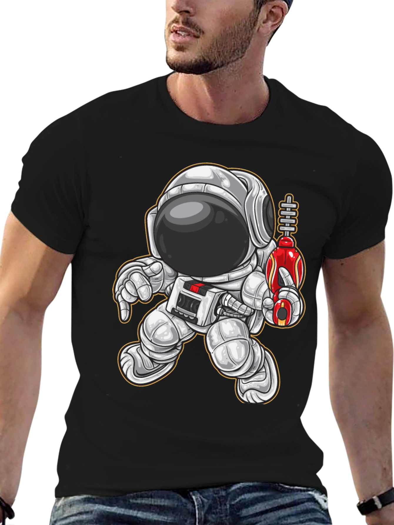 Black Astronaut Graphic Tee - Space Explorer T-Shirt view 6