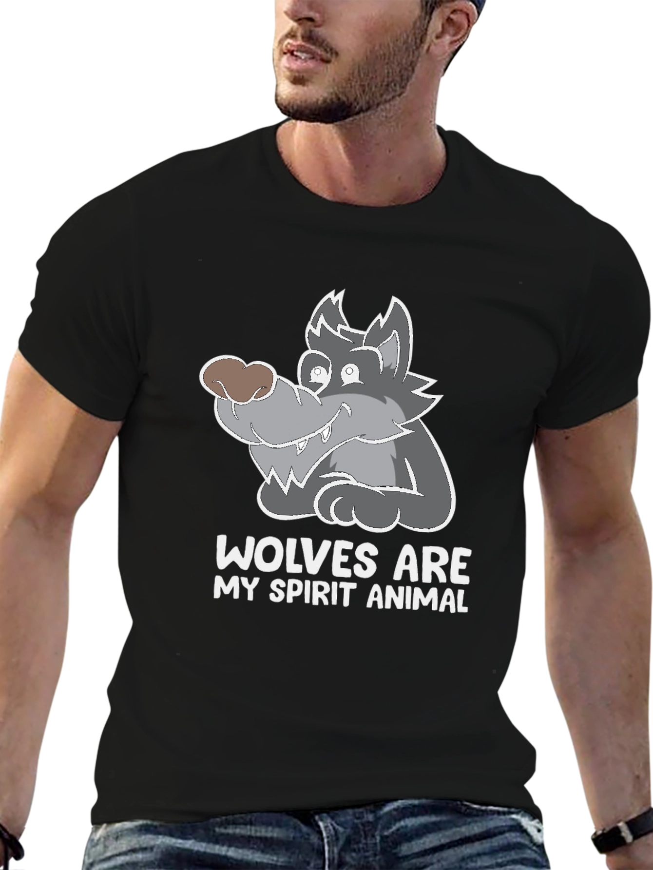 Black Wolves Are My Spirit Animal Graphic Tee - Black view 6
