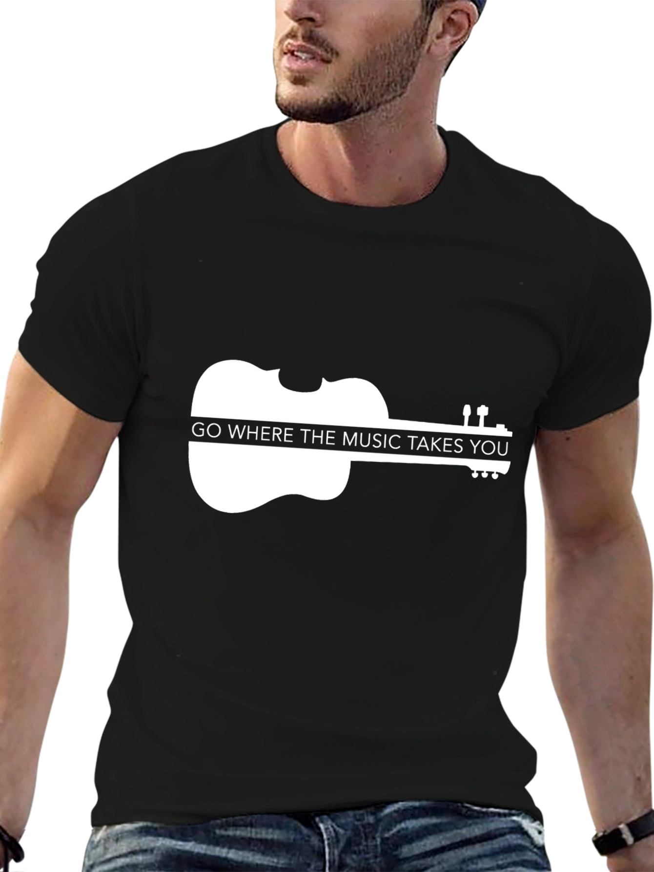 Black Music Takes You Violin Graphic Tee view 6