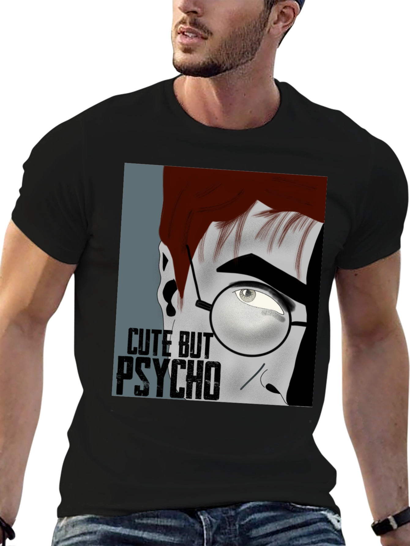 Black Cute But Psycho Graphic T-Shirt view 6