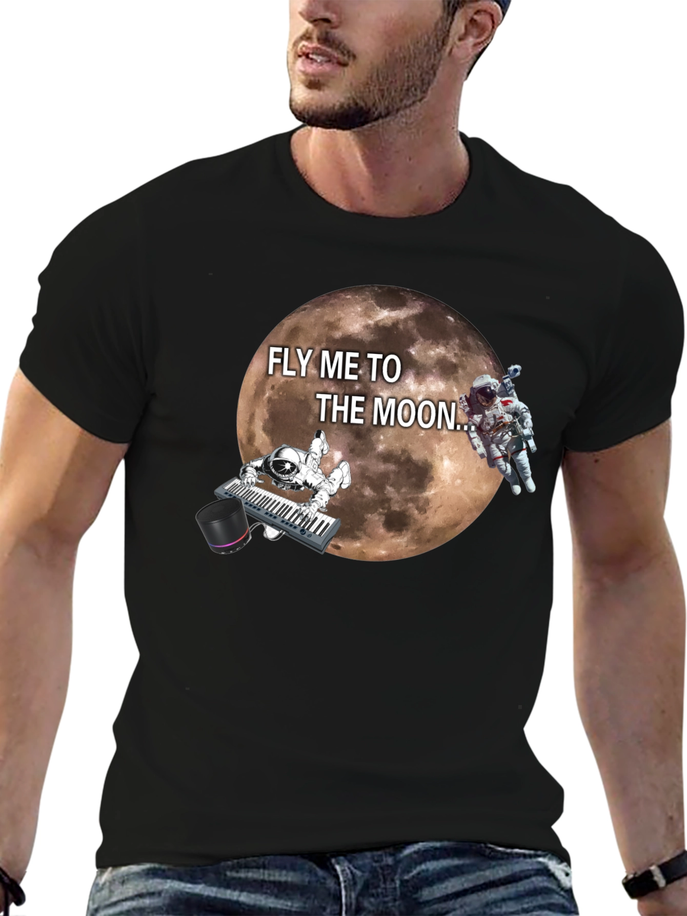 Black Fly Me To The Moon Graphic T-Shirt view 6