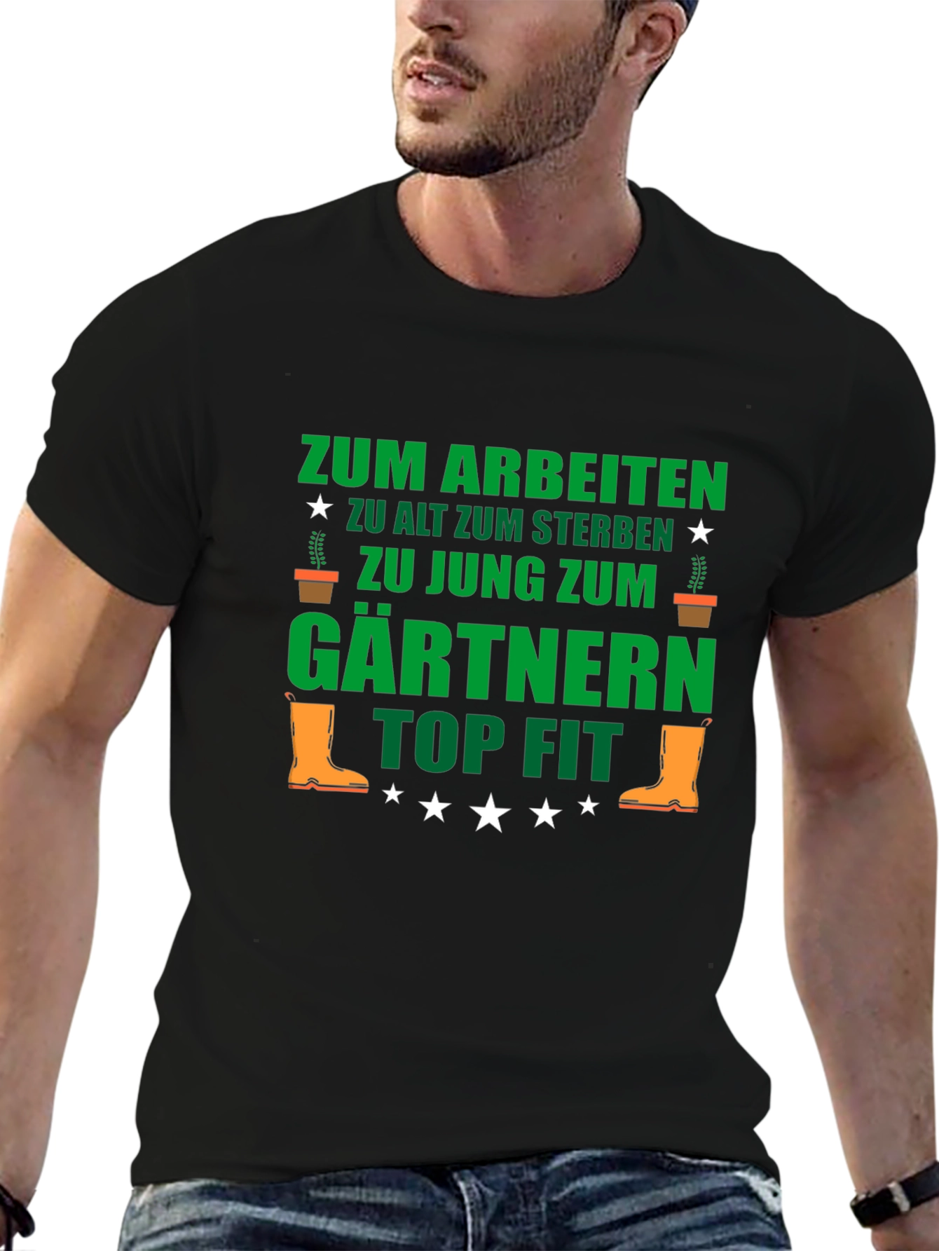 Black Gardener T-Shirt: Funny German Gardening Tee for Gardeners view 6