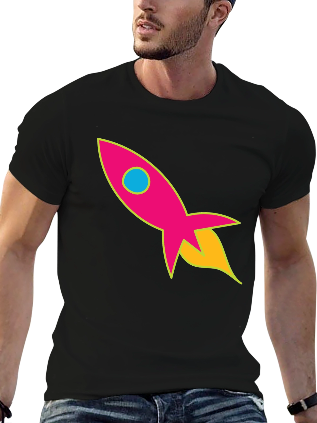 Black Retro Rocket T-Shirt - Blast Off in Style! view 6
