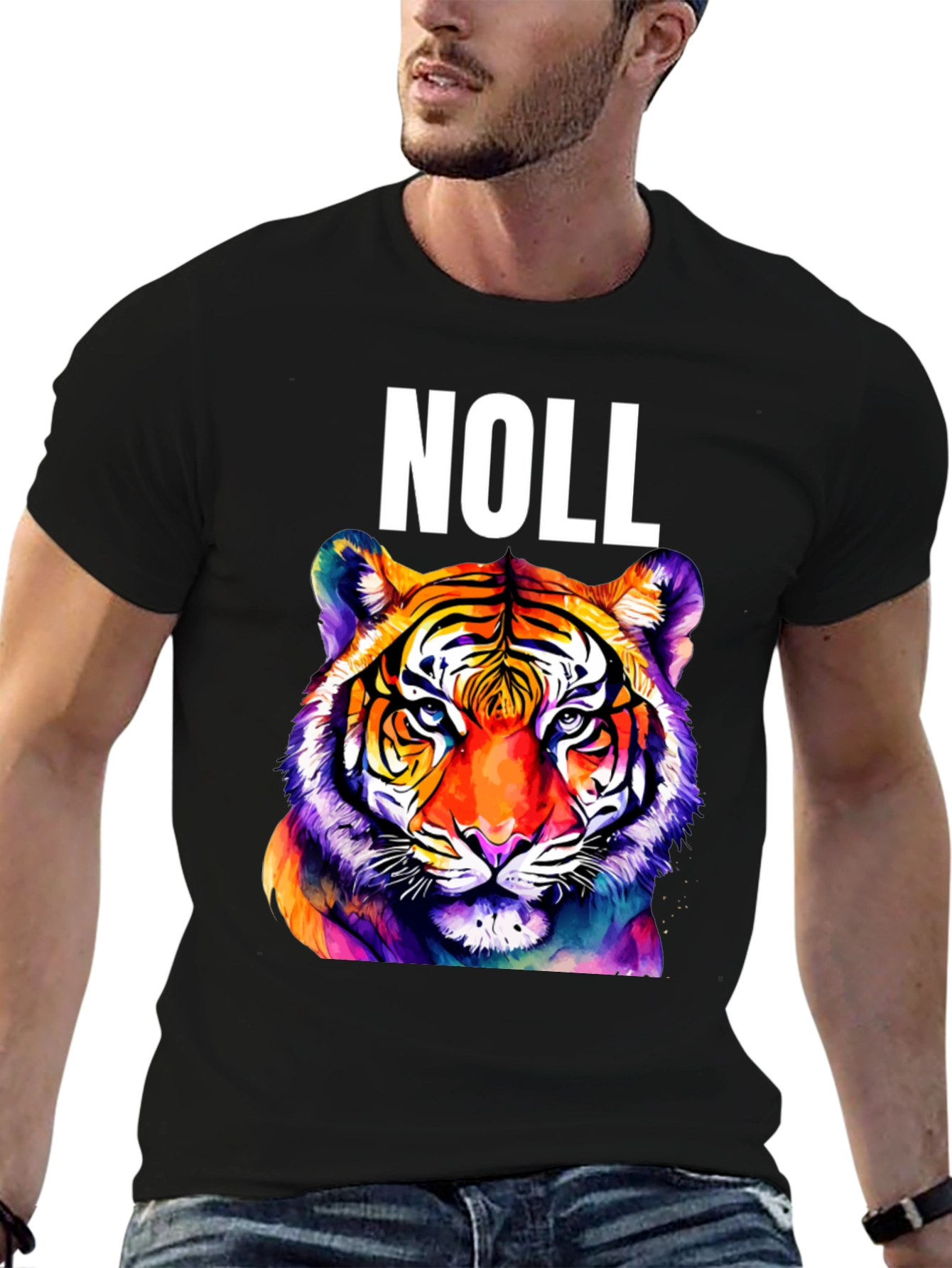 Black Noll Tiger Graphic T-Shirt - Vibrant Colorful Animal Tee view 6