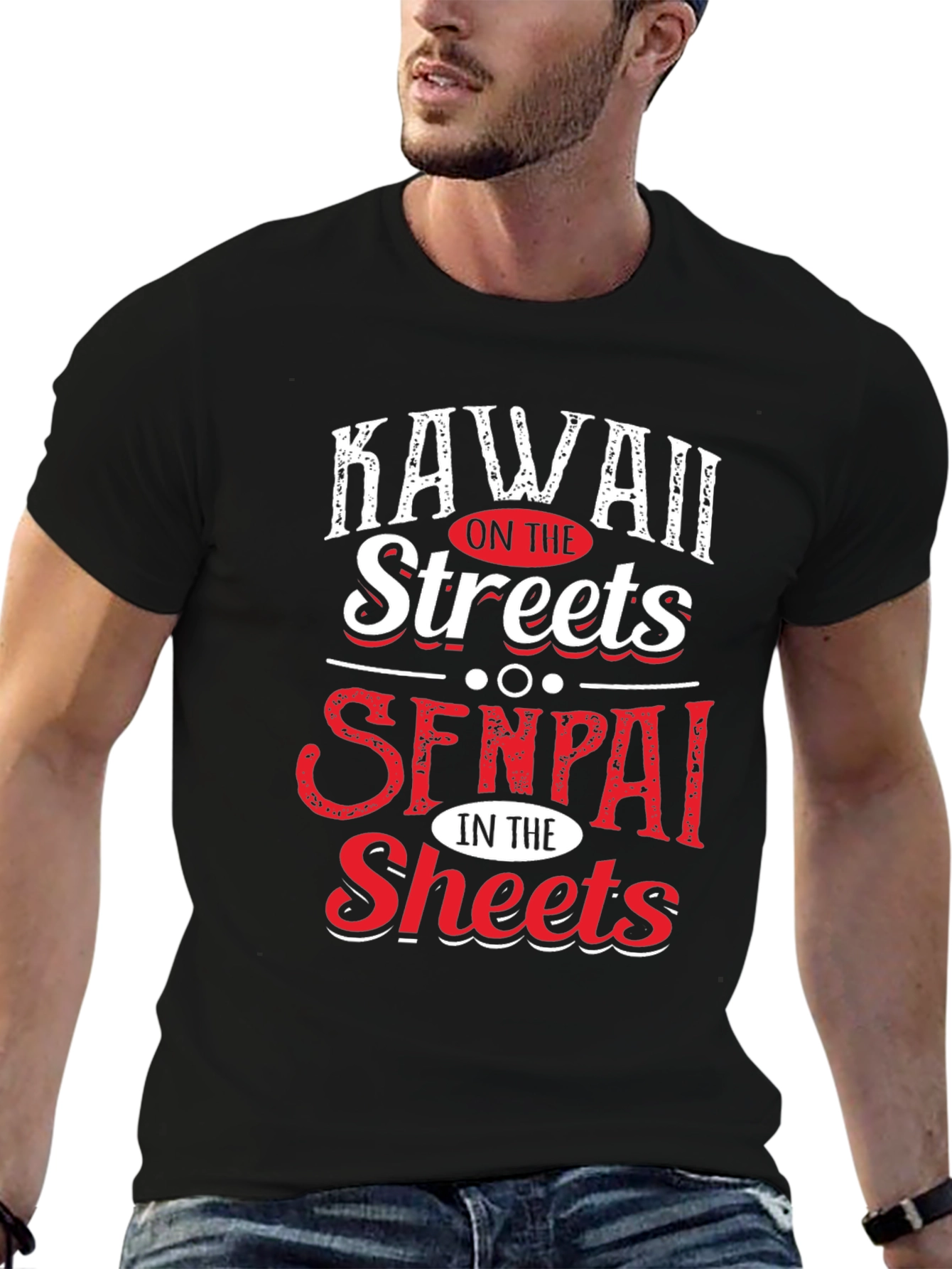 Black Kawaii on the Streets Senpai in the Sheets T-Shirt view 6