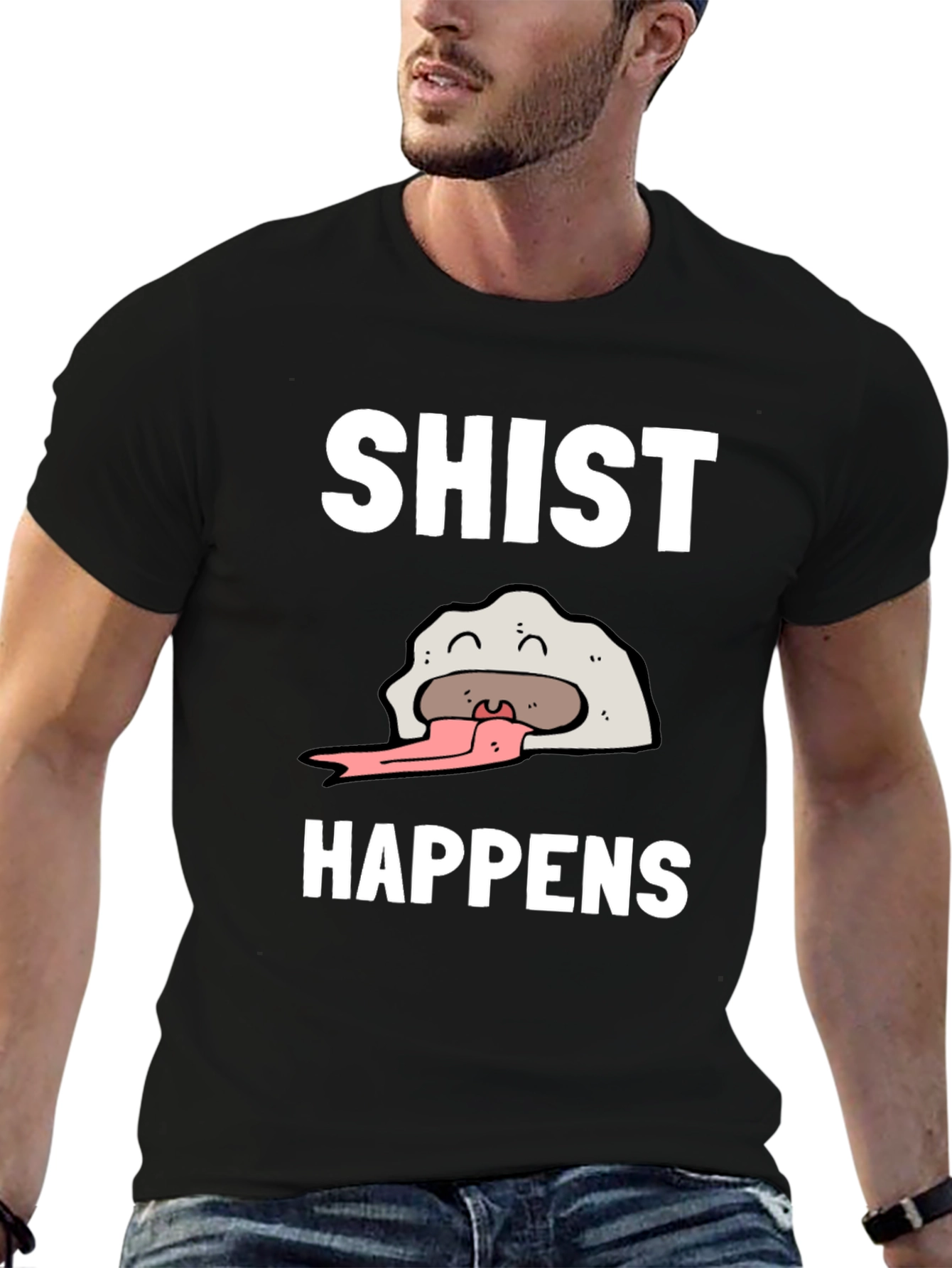 Black Shist Happens Graphic T-Shirt - Funny Dumpling Tee view 6