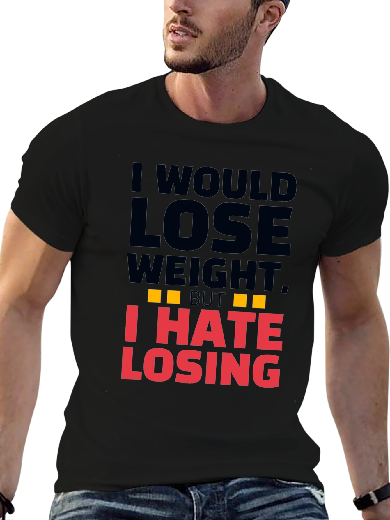 Black Funny I Hate Losing T-Shirt view 6