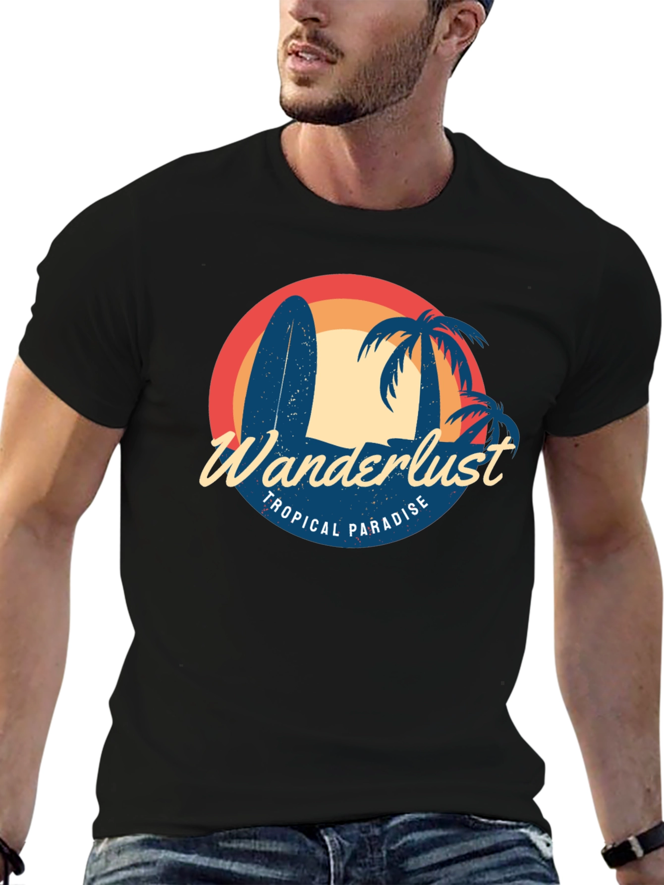 Black Wanderlust Tropical Paradise Graphic Tee view 6